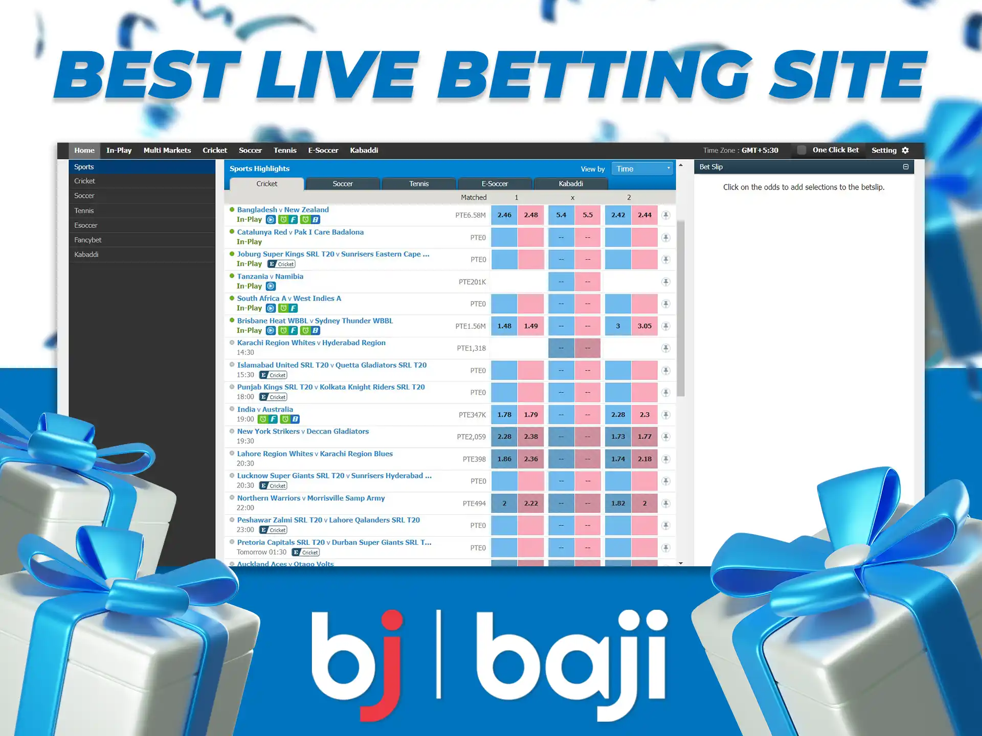 Bet on popular sporting events on Baji Live in real time.