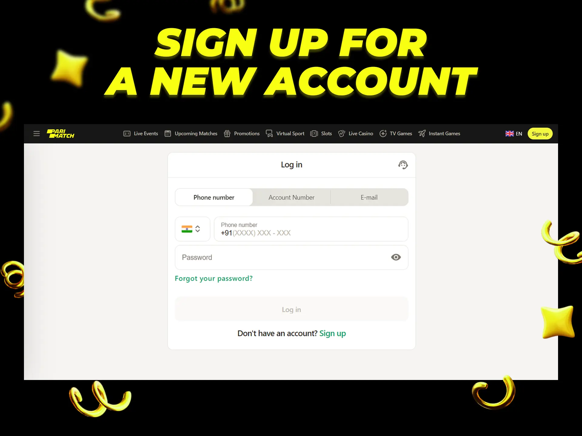 Click the register button to create your account.