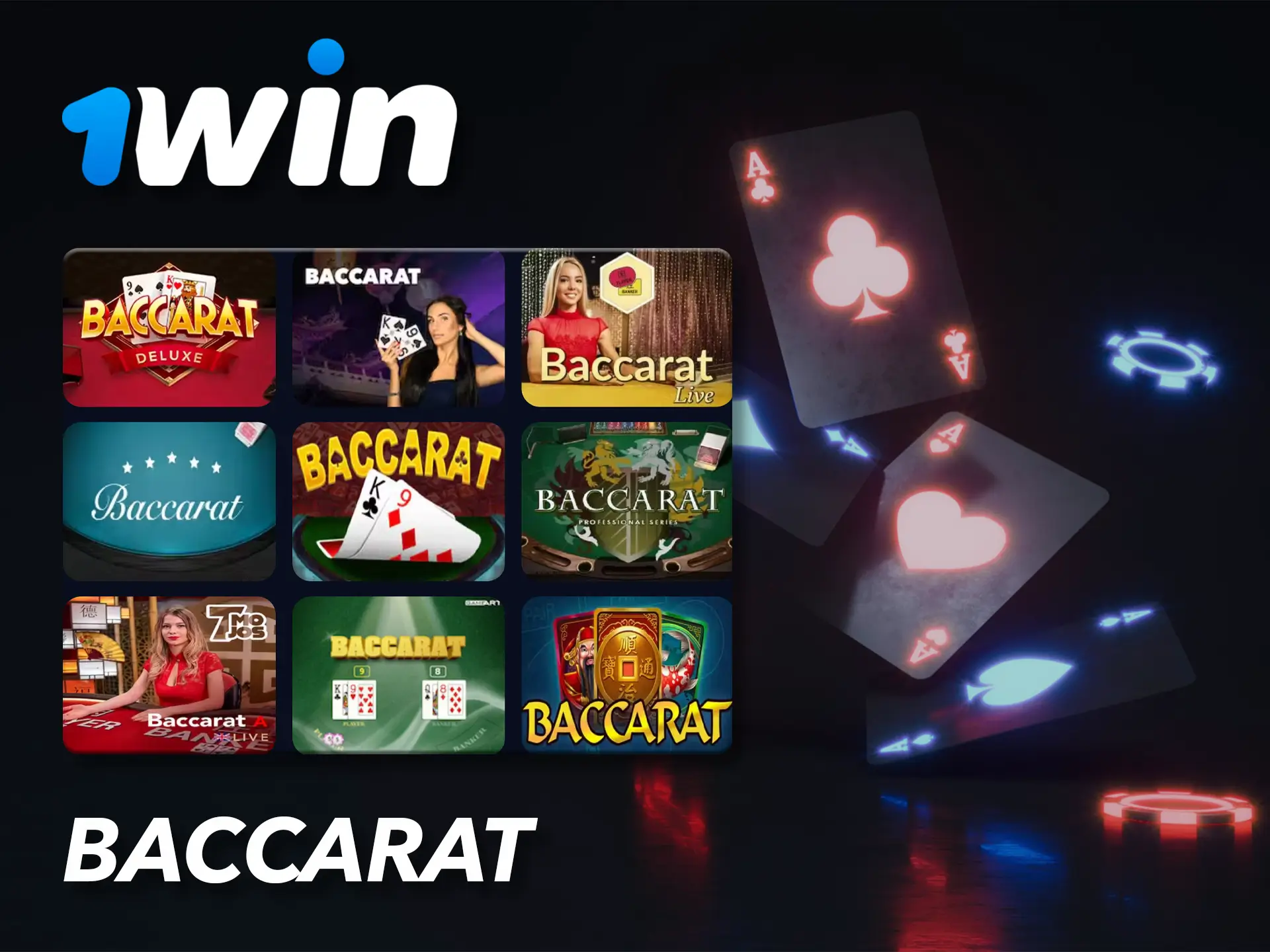 Make Combinations in Baccarat by 1Win Casino.