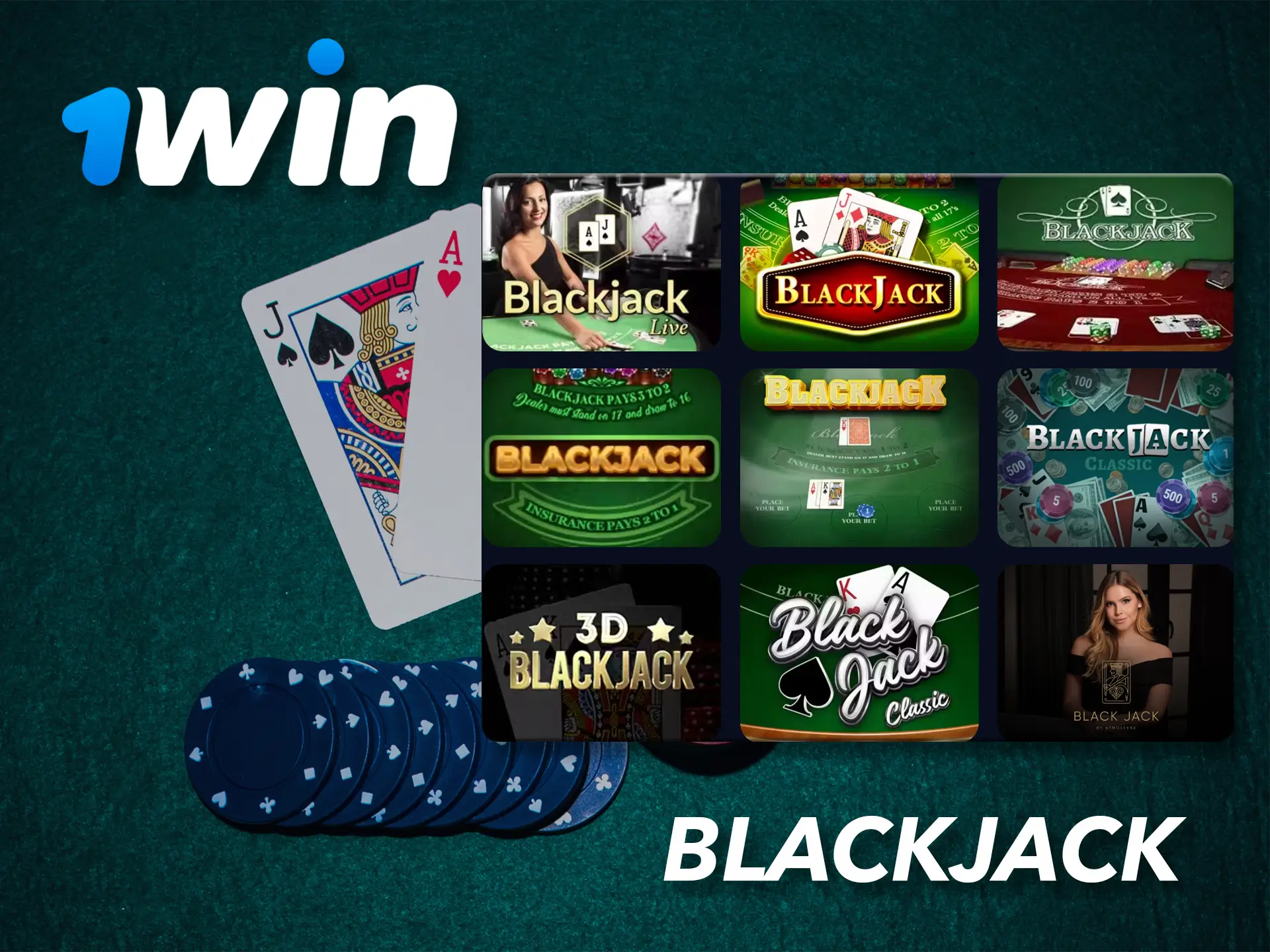Beat the casino dealer in the most popular Blackjack game from 1Win casino.