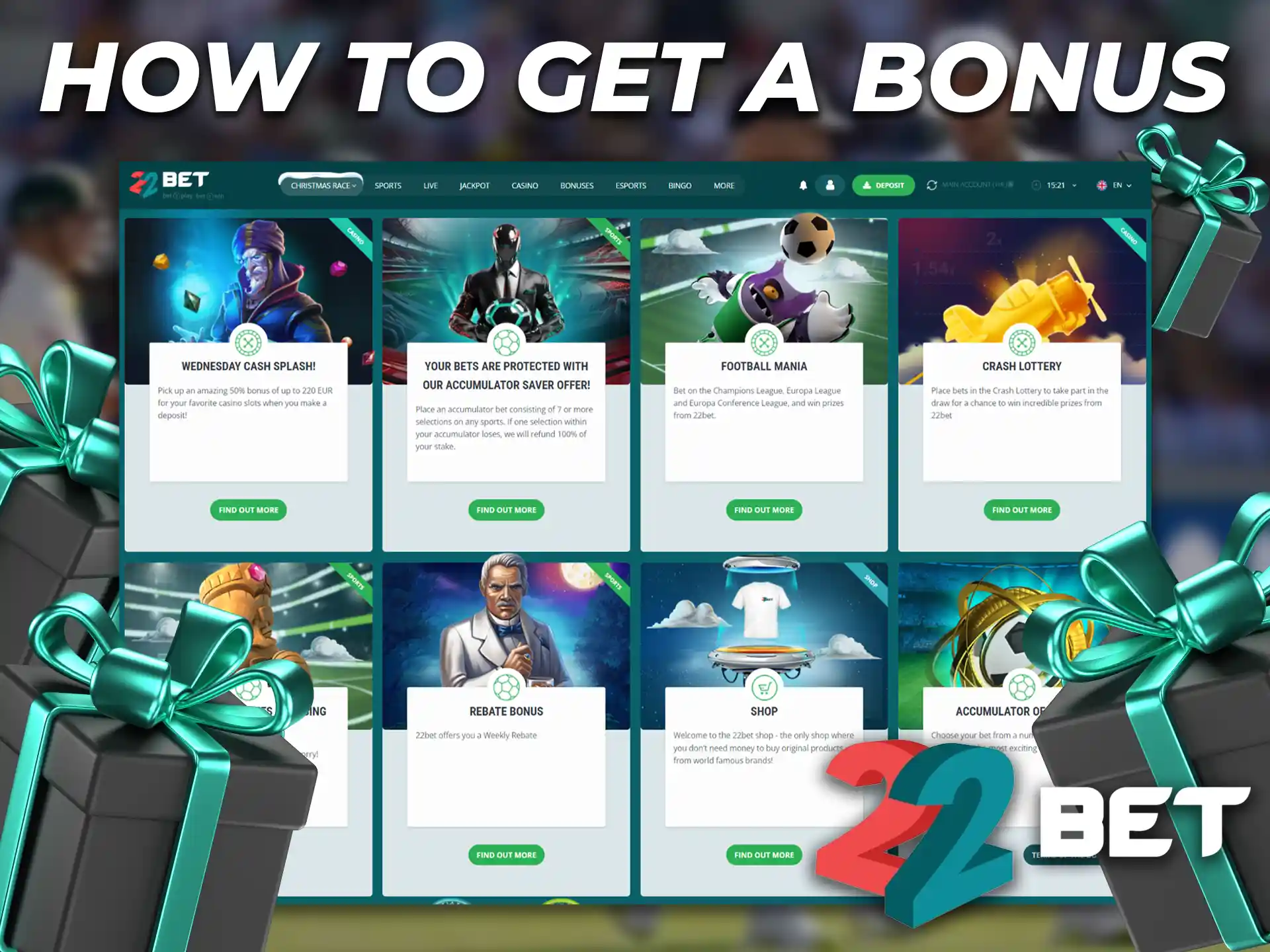Use the step-by-step instructions to claim your 22Bet welcome bonus.
