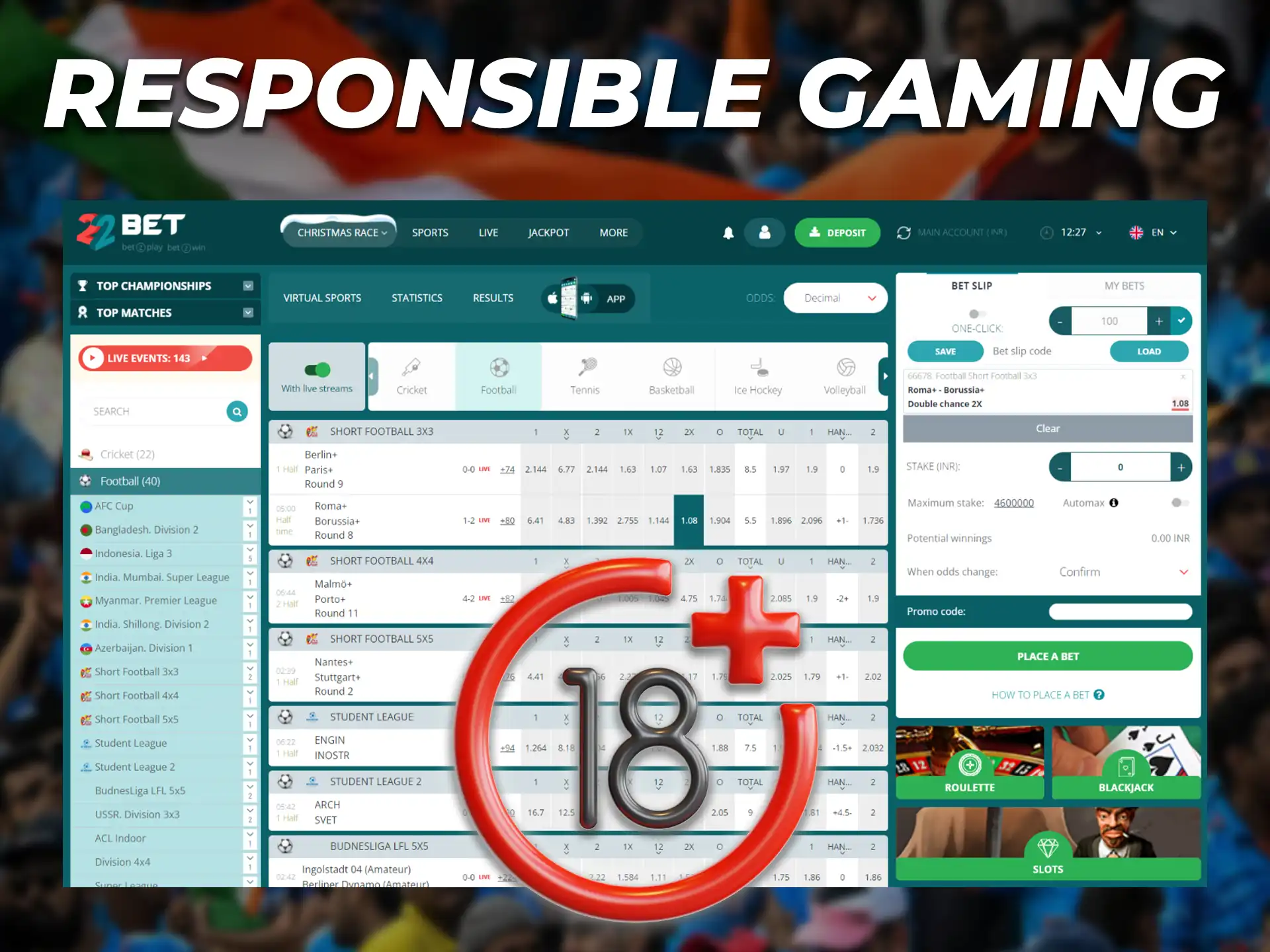 We are for responsible gambling and a sustainable gaming environment for Indian users.
