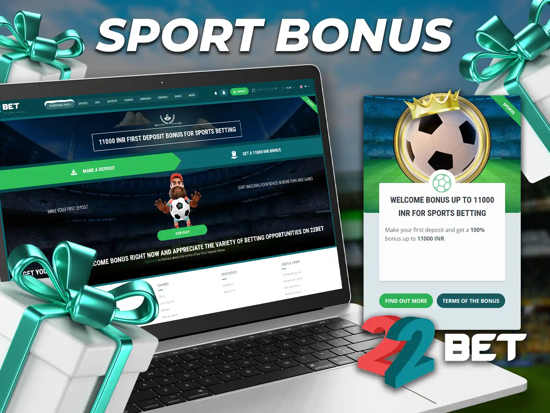 22Bet offers an opportunity for every new player to activate a welcome bonus of 100% up to Rs 11000.