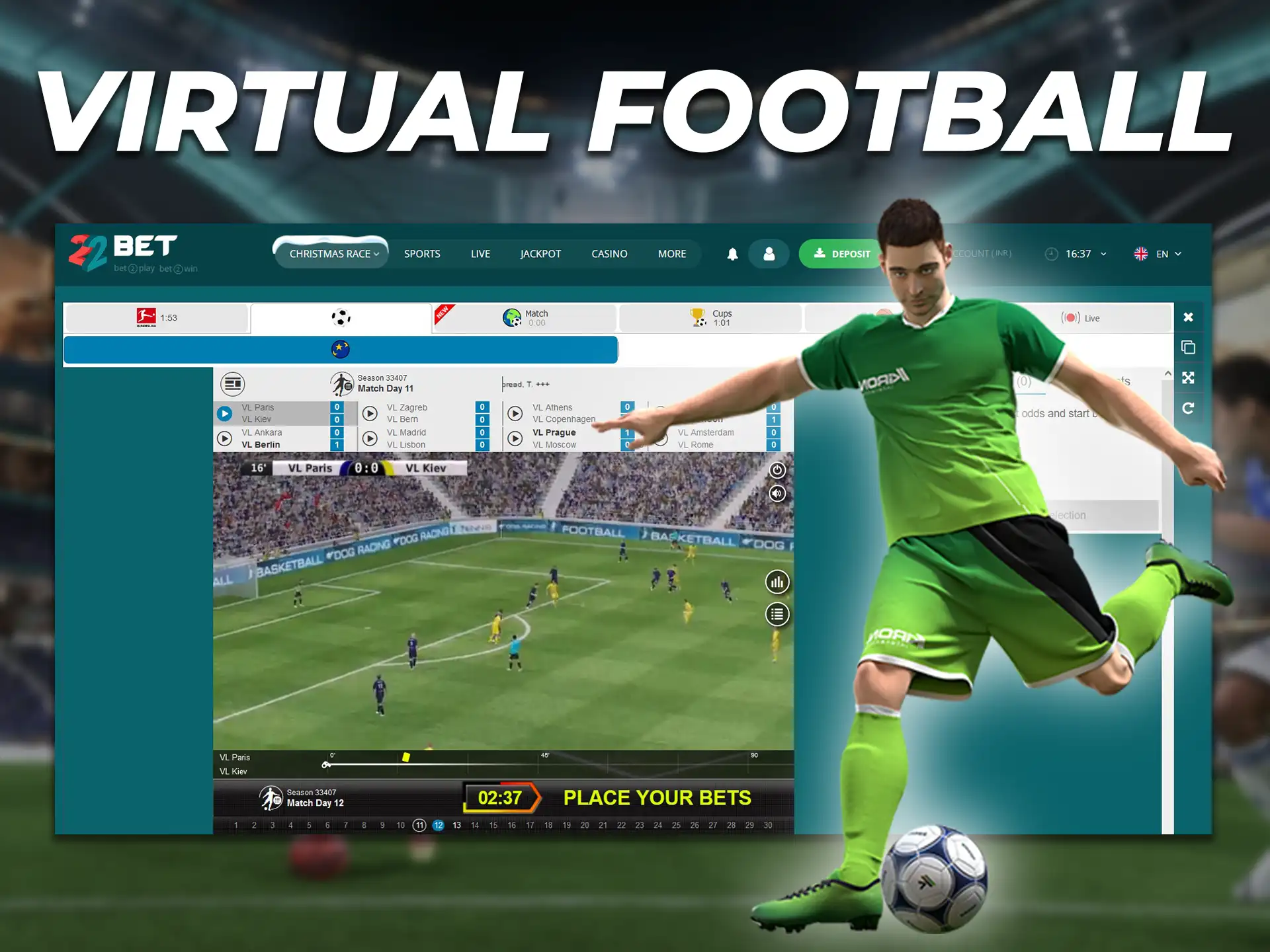 Virtual football is a popular sport for betting.