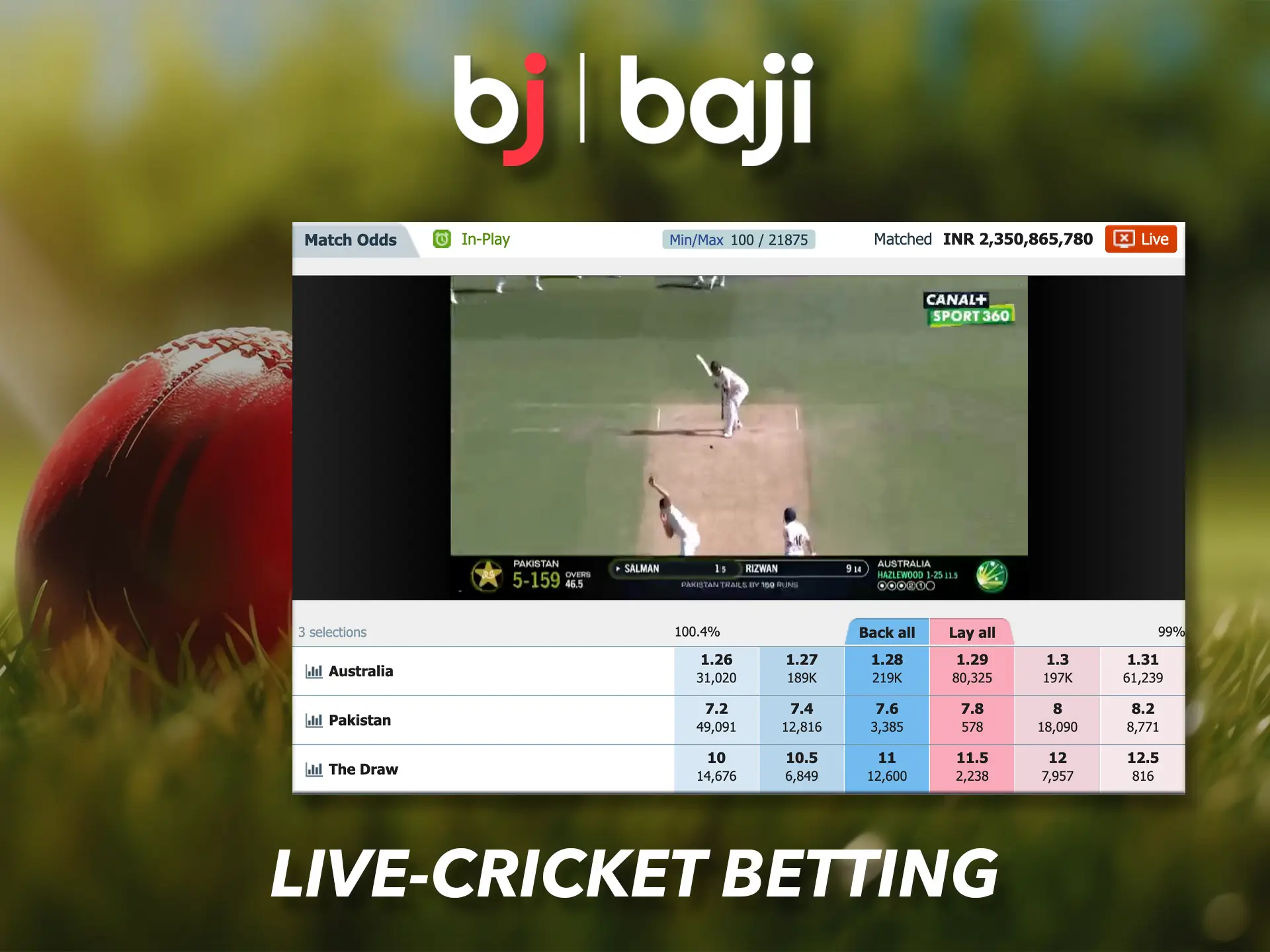 Watch cricket at Baji and bet on the favourites in the competition.