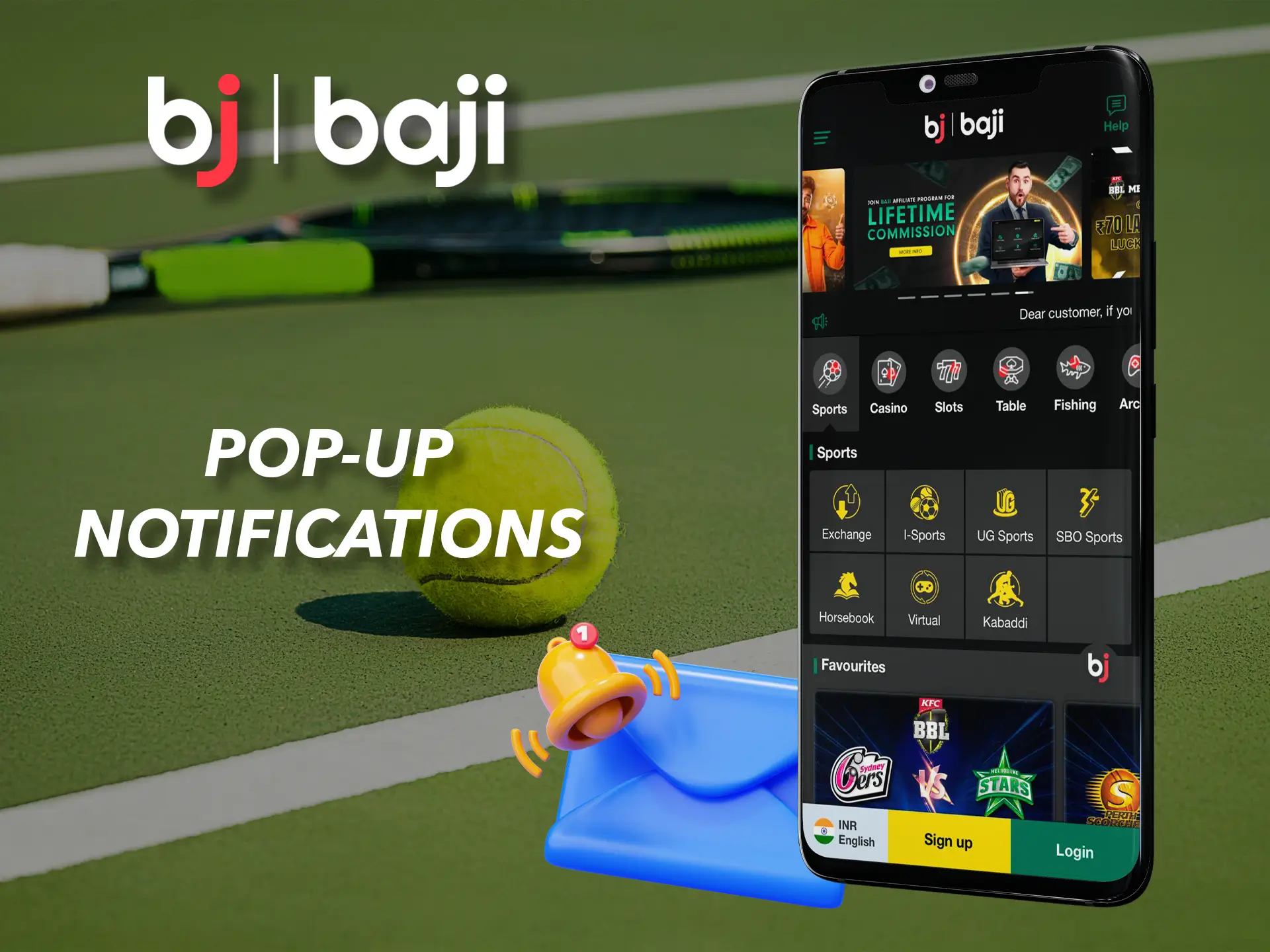 Receive instant notifications from Baji if your team wins.