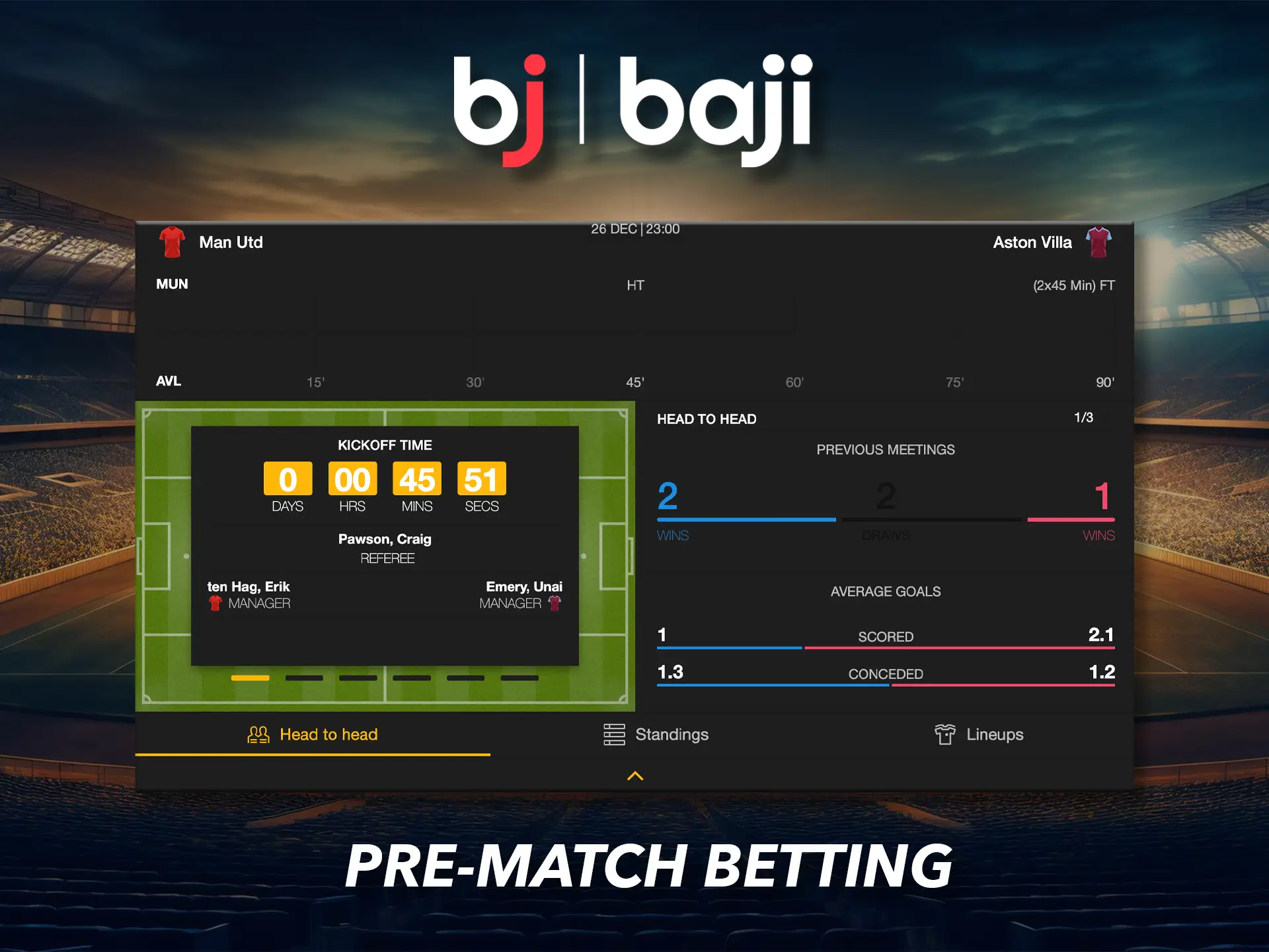 Place your bets at Baji before the match starts and get good winnings.
