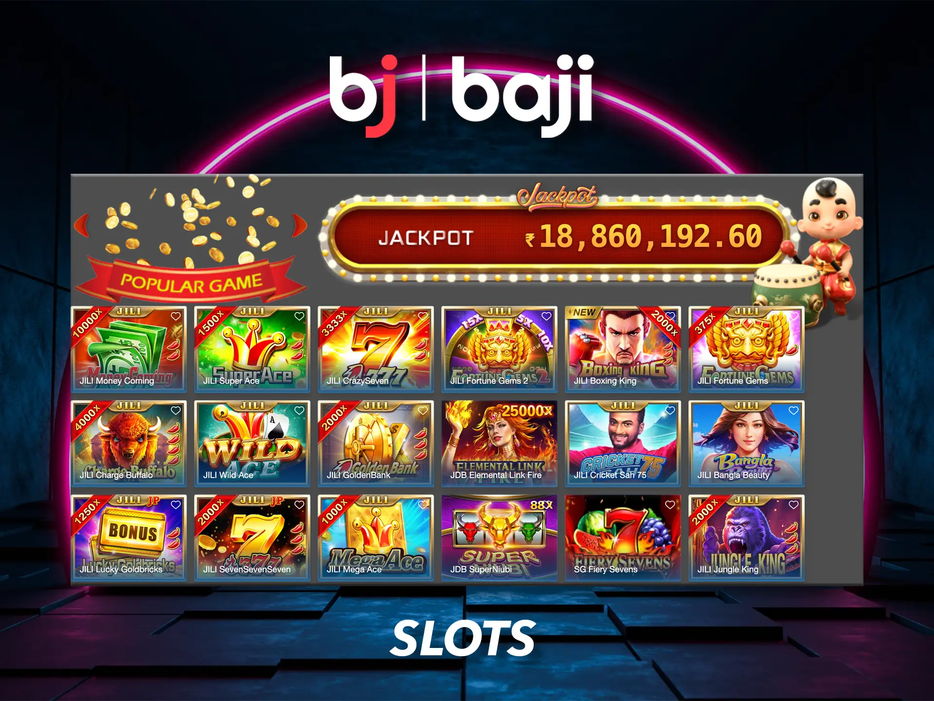 Play your favourite slots at Baji Casino.