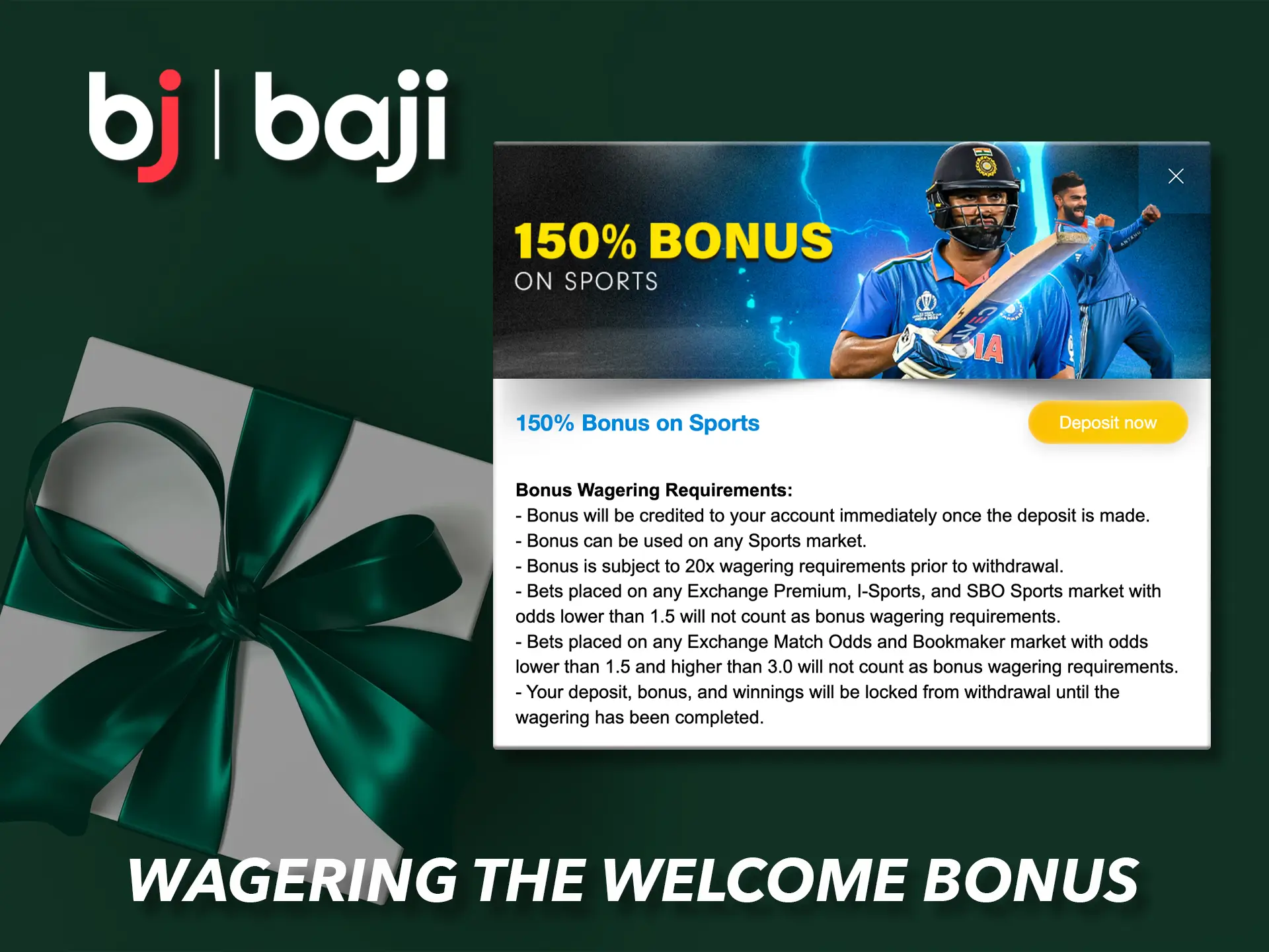 Read the wagering bonus terms and conditions from Baji Casino.