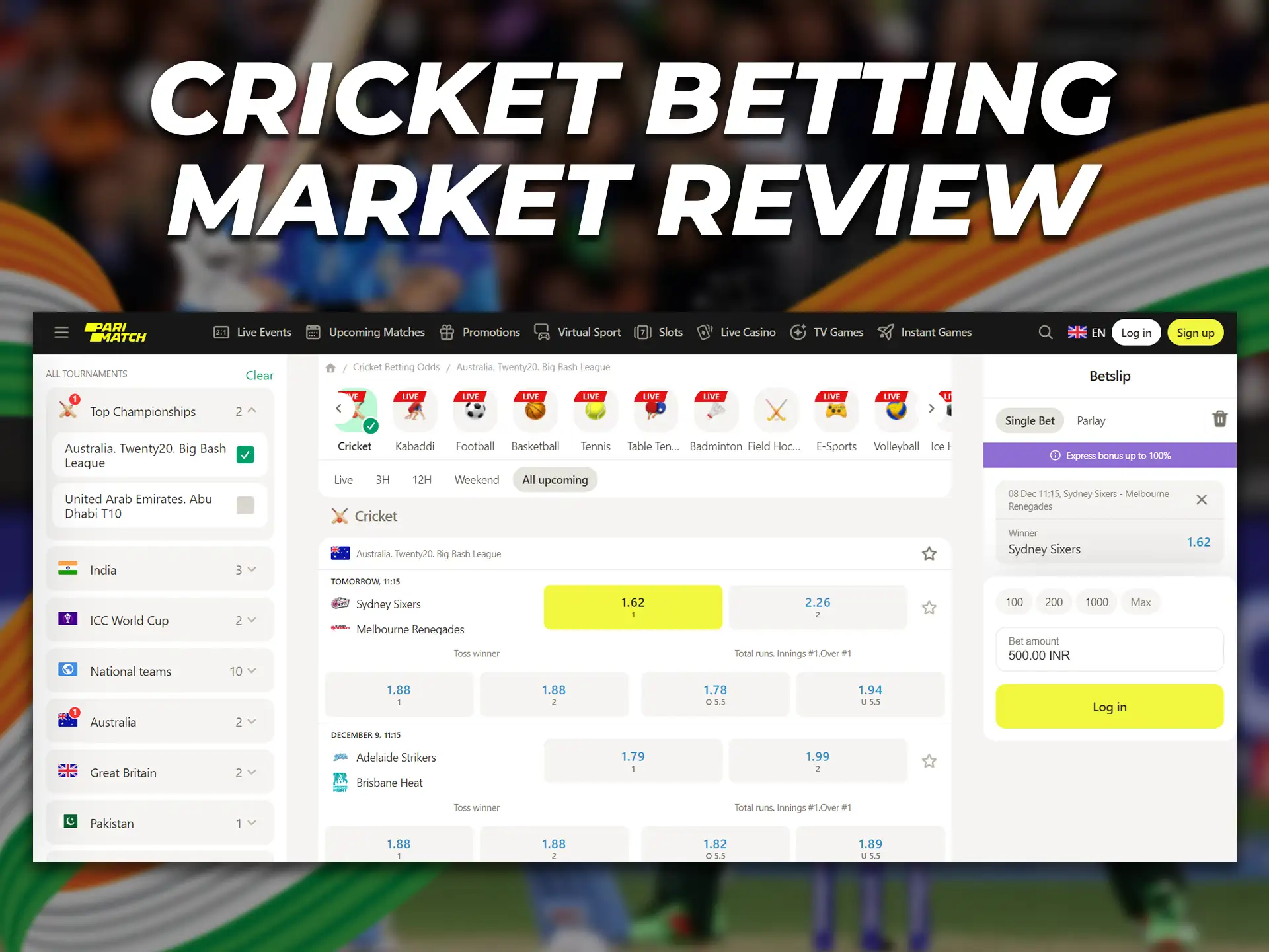 To place a bet there are many interesting markets to choose from for Indian players.
