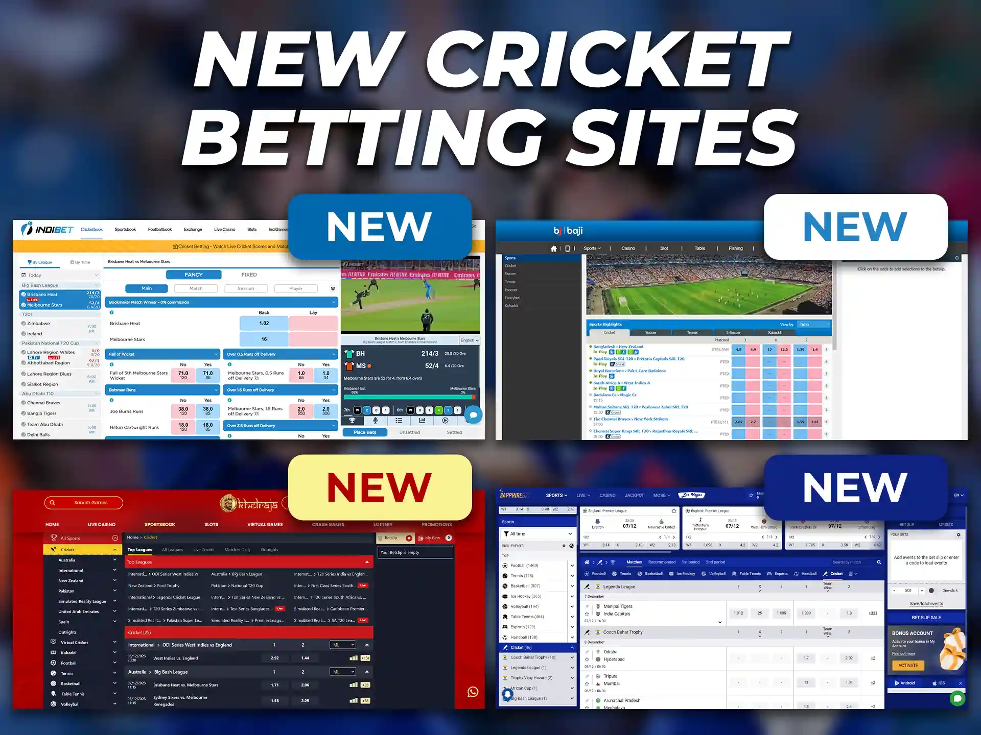 New cricket betting sites in India.