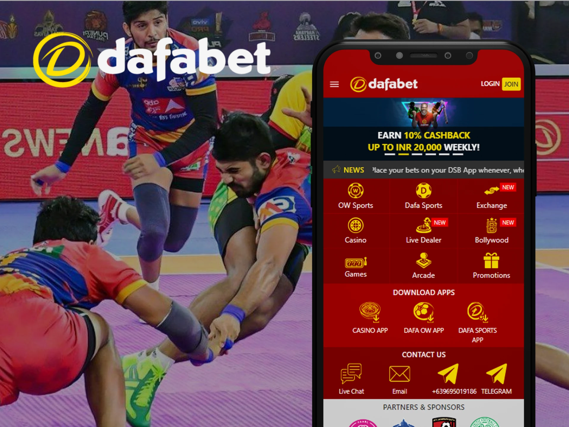Try betting on sports using the Dafabet app.