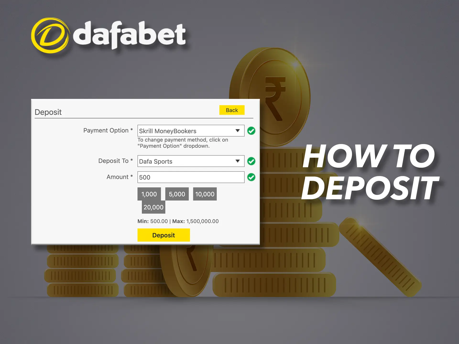 Fund your account and start betting and gambling at Dafabet.