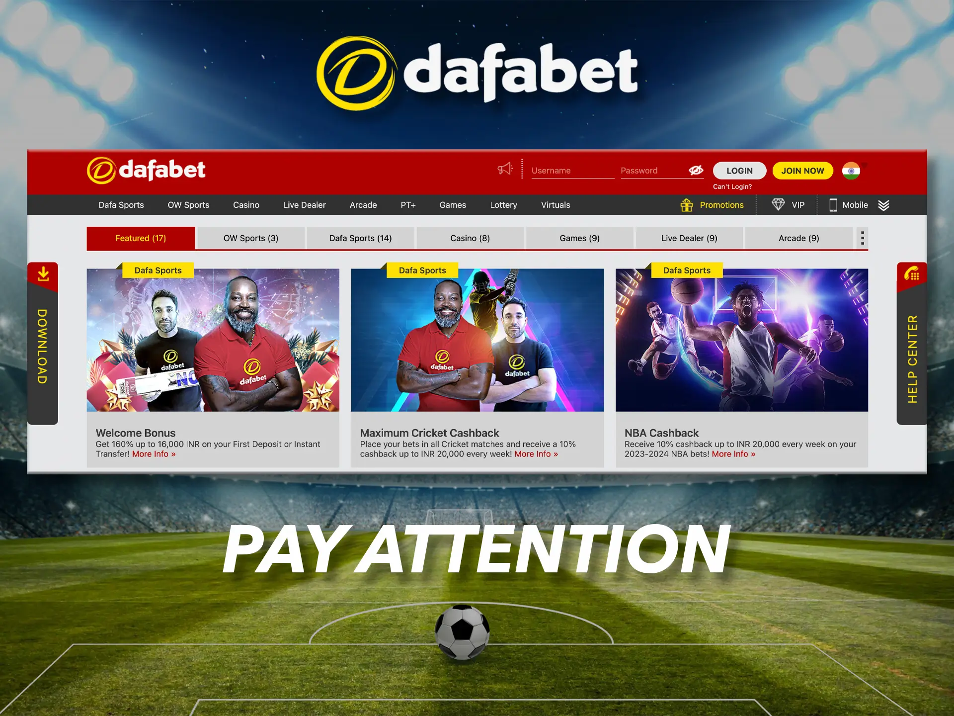 Look out for bonuses and promotions from Dafabet.