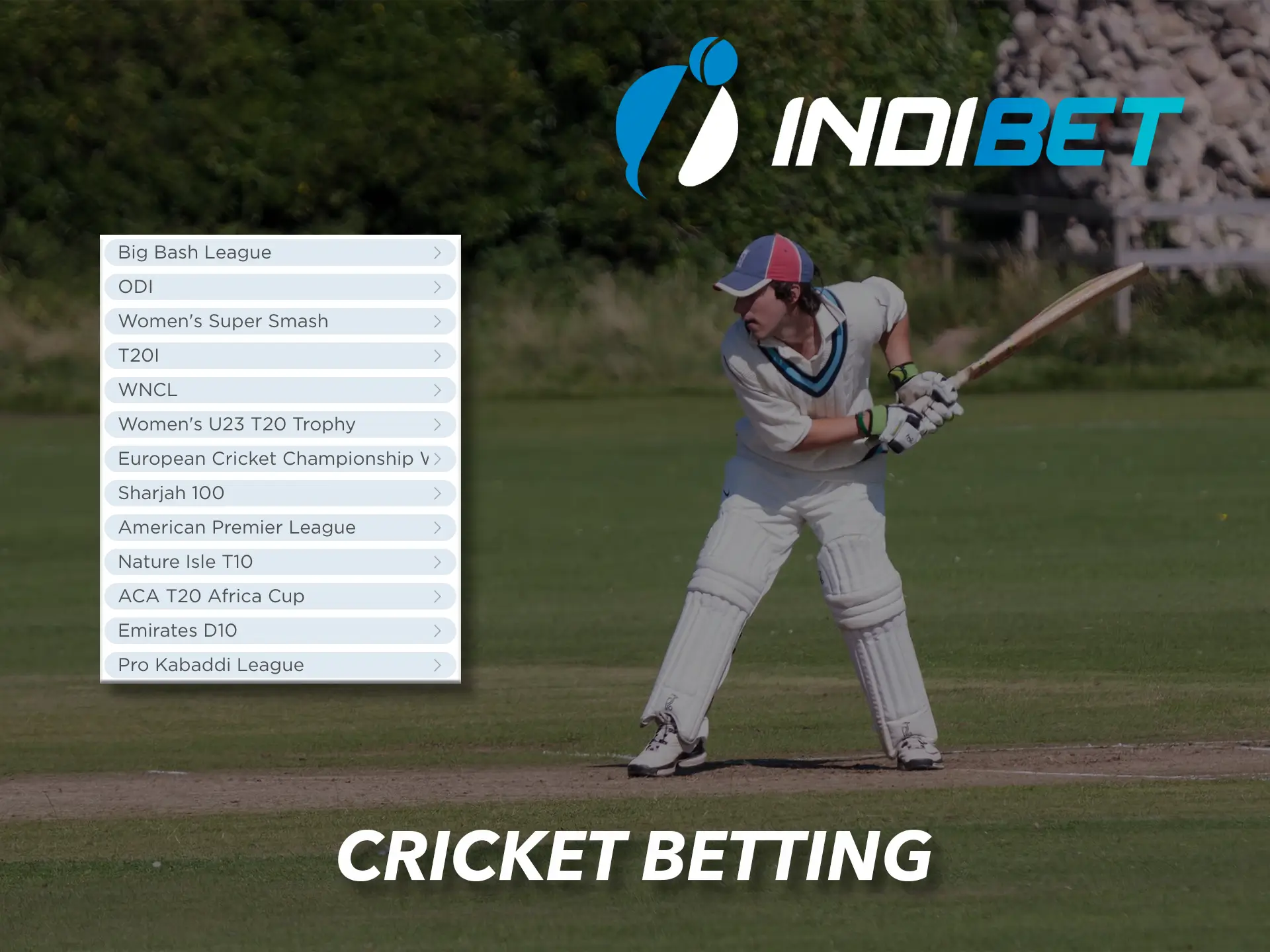 Make your Indibet predictions on tournament cricket events.