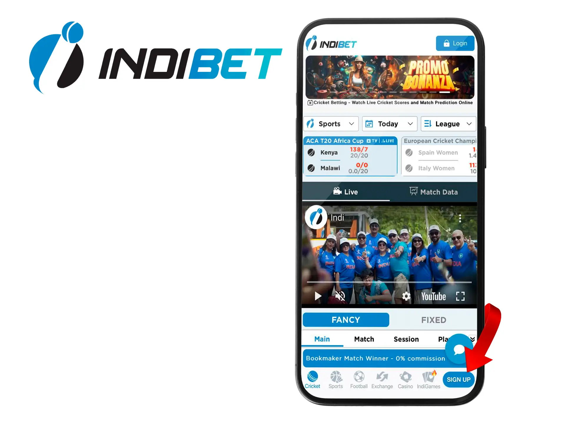 Proceed to register with Indibet.