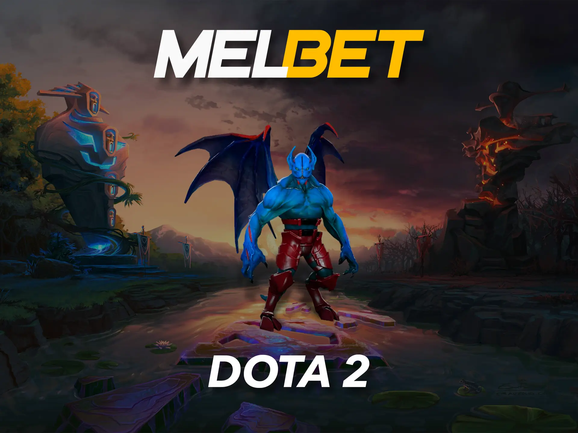 Choose the side of light or darkness in Melbet's Dota 2 game.