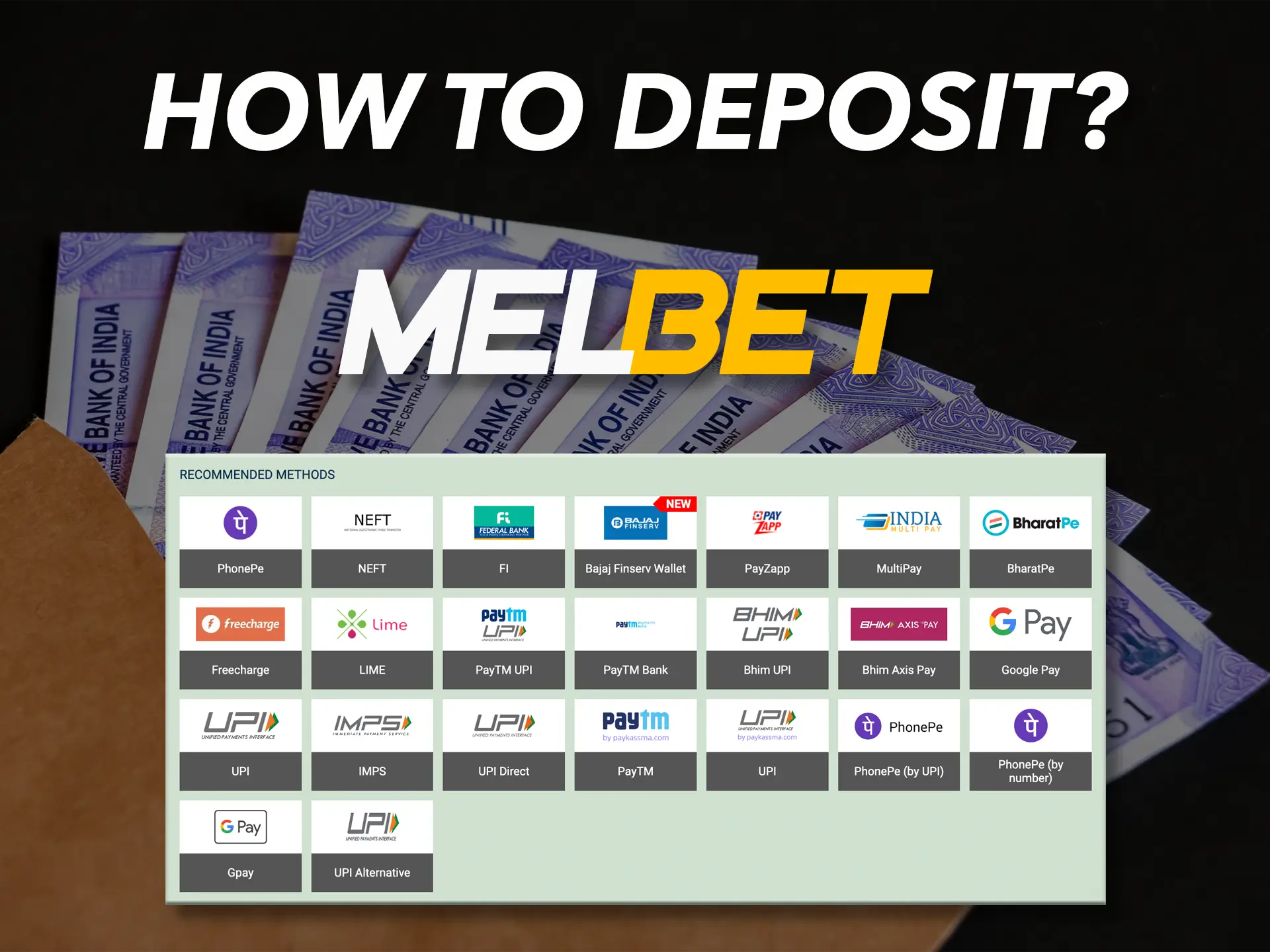 Deposit to your Melbet casino account in a convenient way.