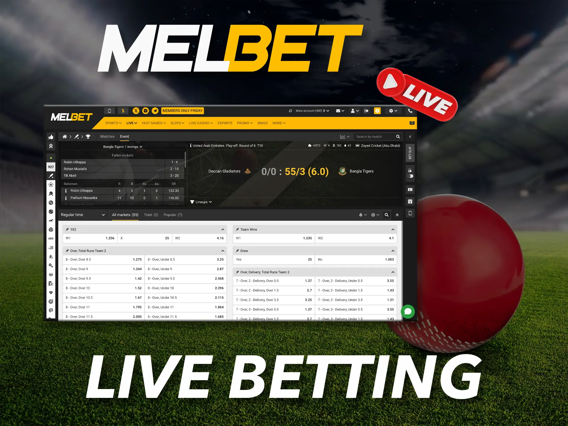 Take a good opportunity to win by betting in real time at Melbet.