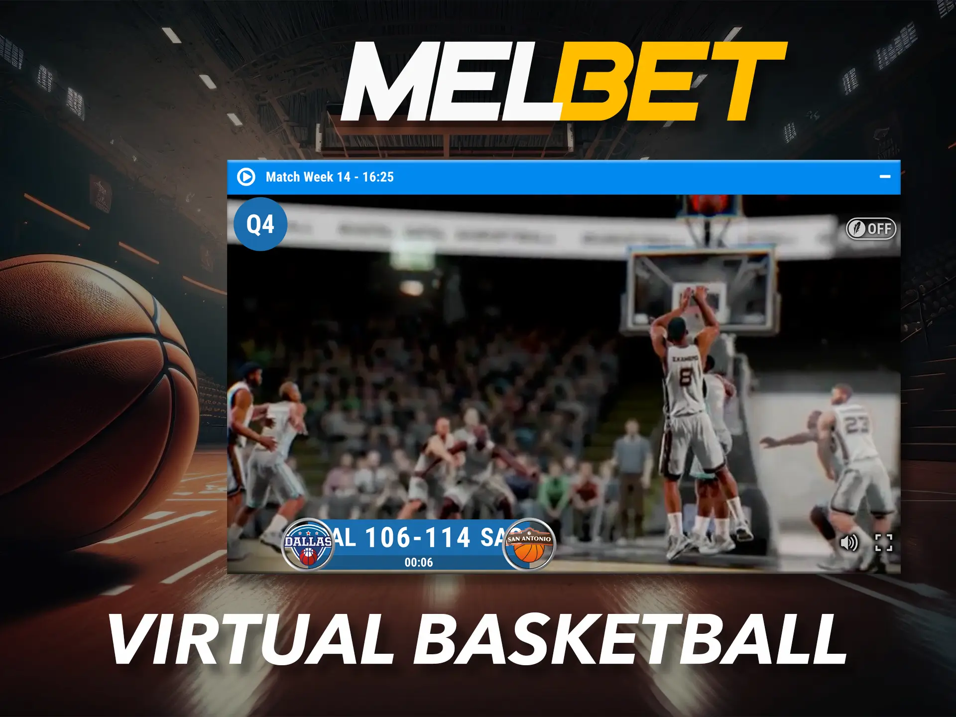 Watch the virtual basketball players play and place your bets at Melbet.