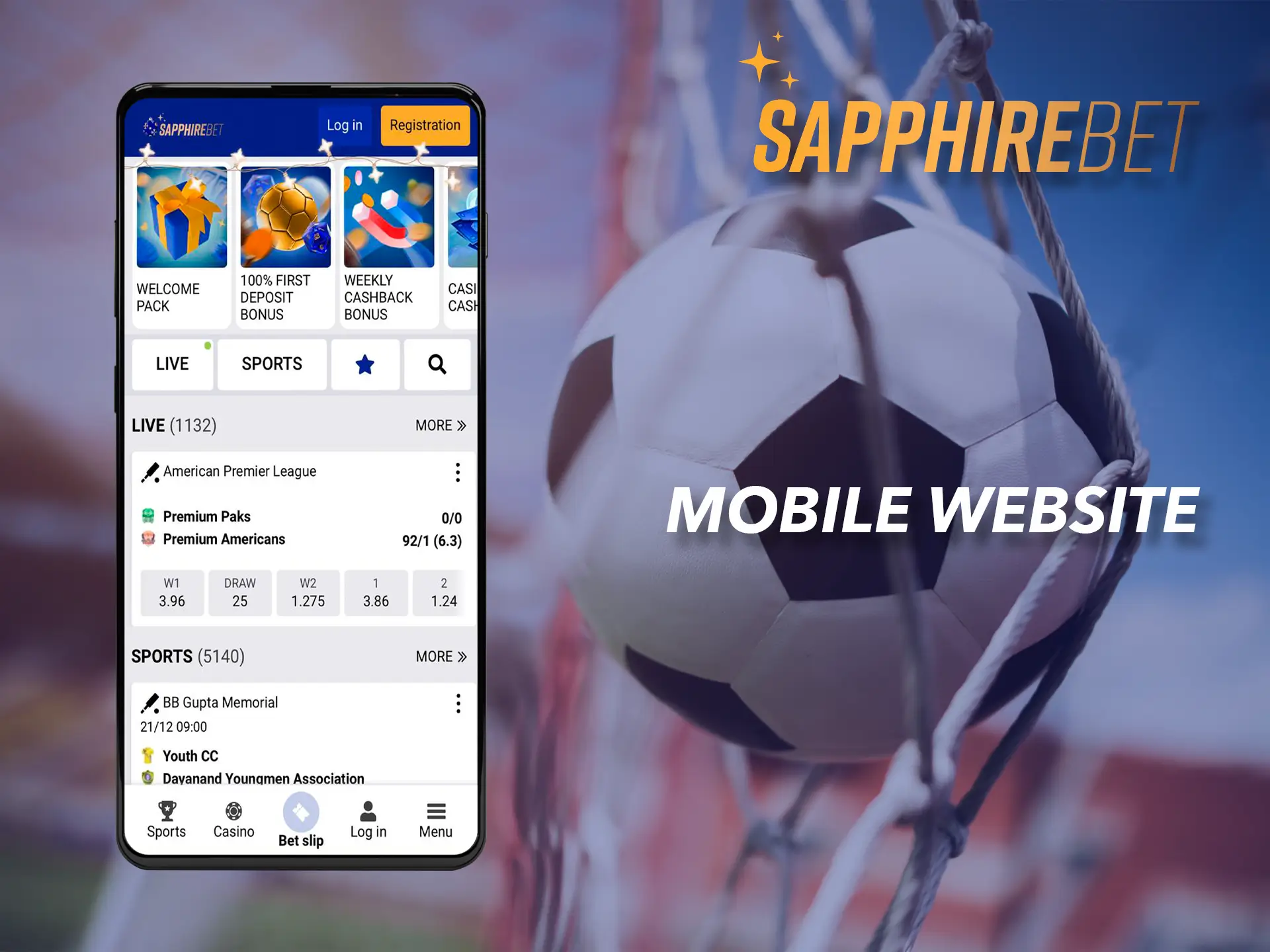Sapphirebet's mobile site works and adapts perfectly on any device.