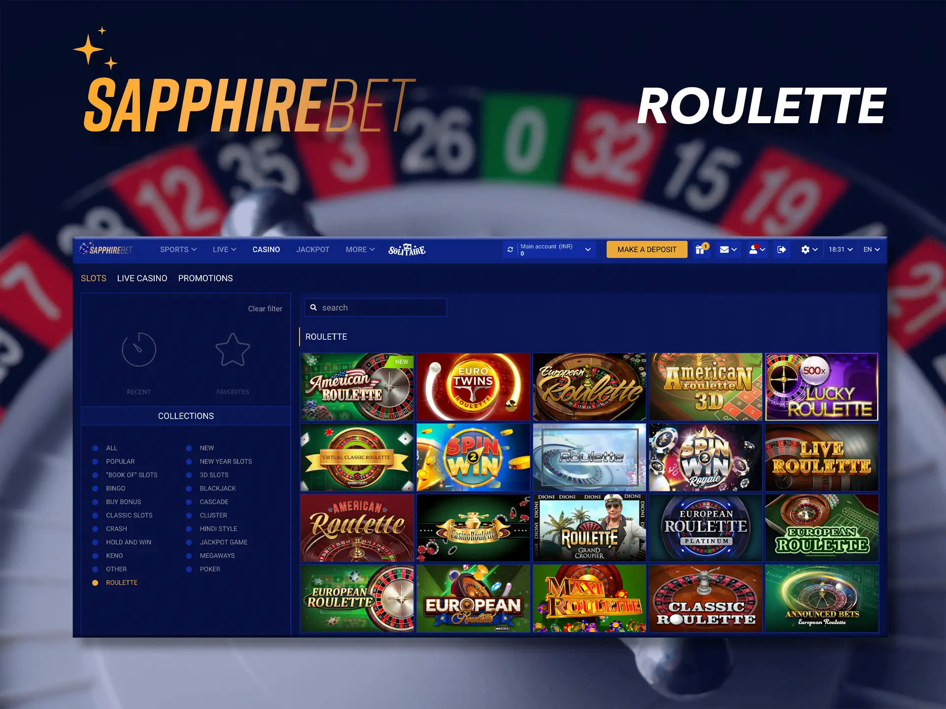 Roulette from Sapphirebet will bring you a lot of fun and emotions.