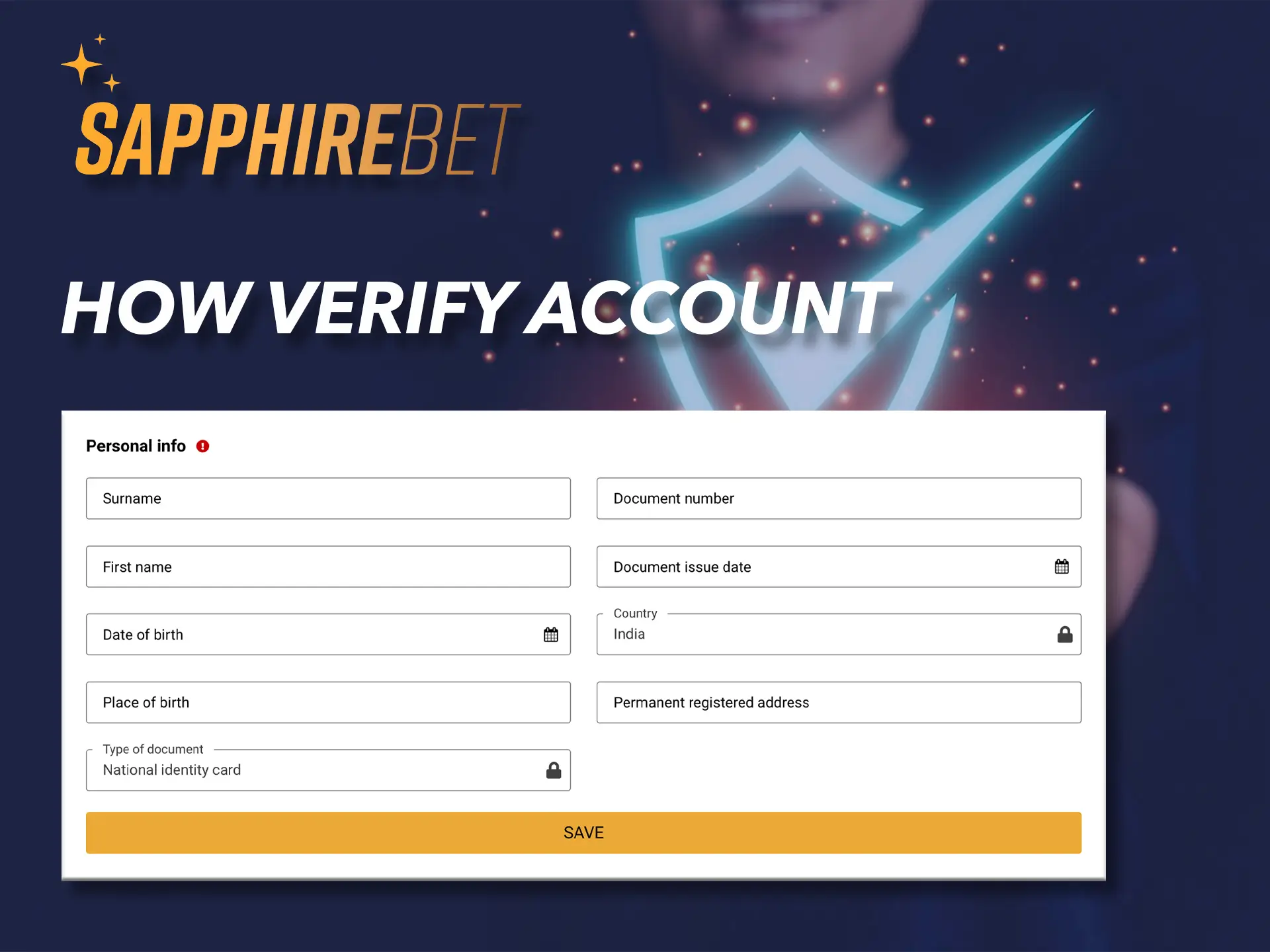 Confirm your personal account and get new features on the Sapphirebet website.