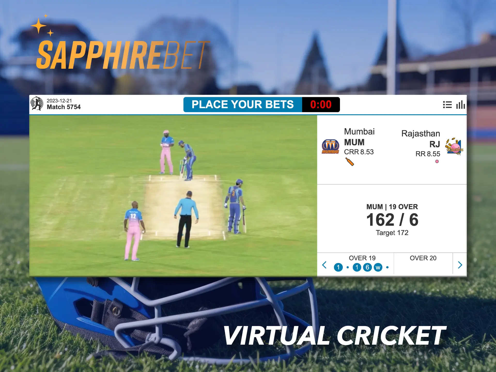 At Sapphirebet, you can watch virtual cricket which is virtually the same as the real thing.