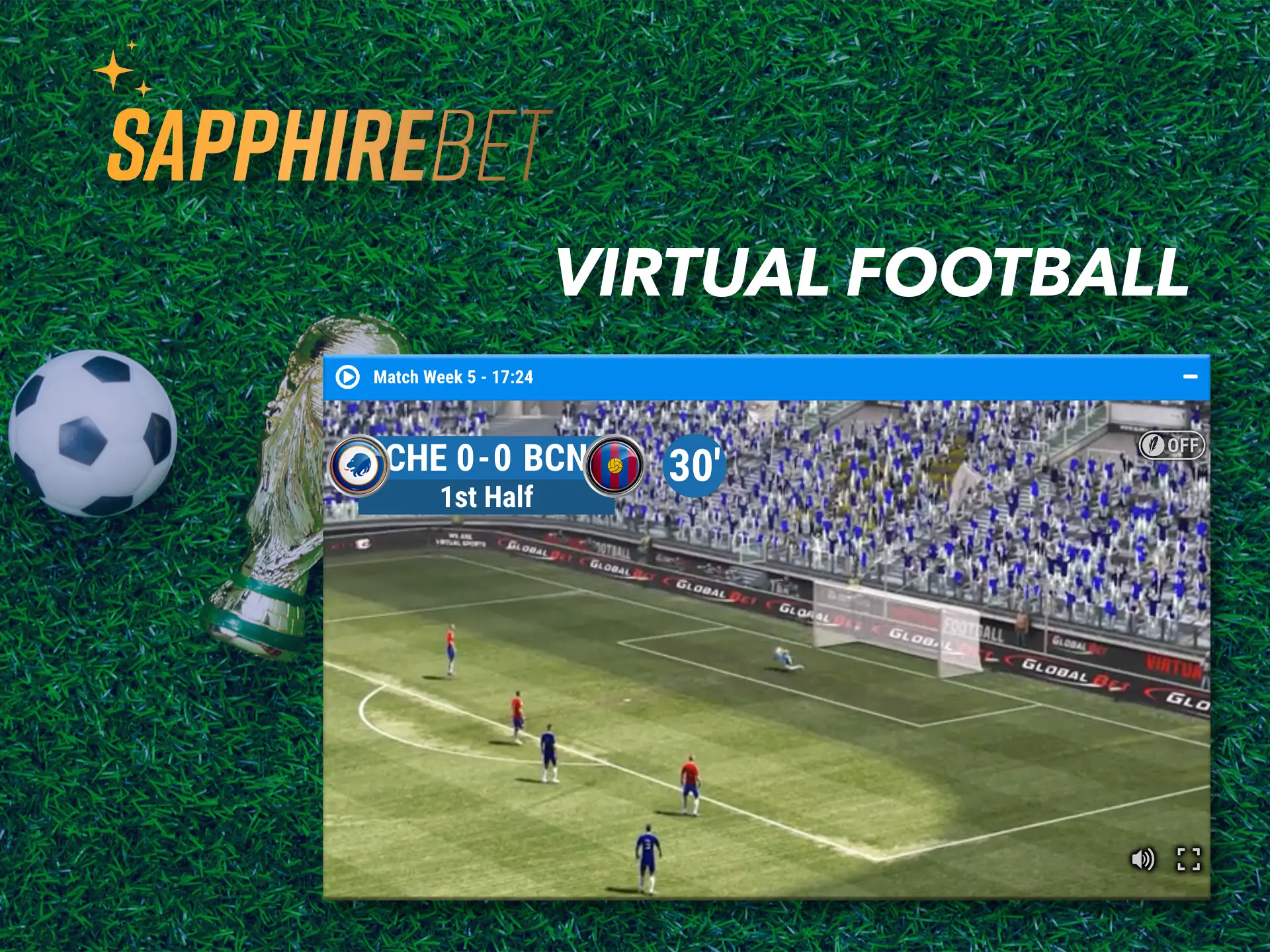 Make money betting on virtual football from Sapphirebet.