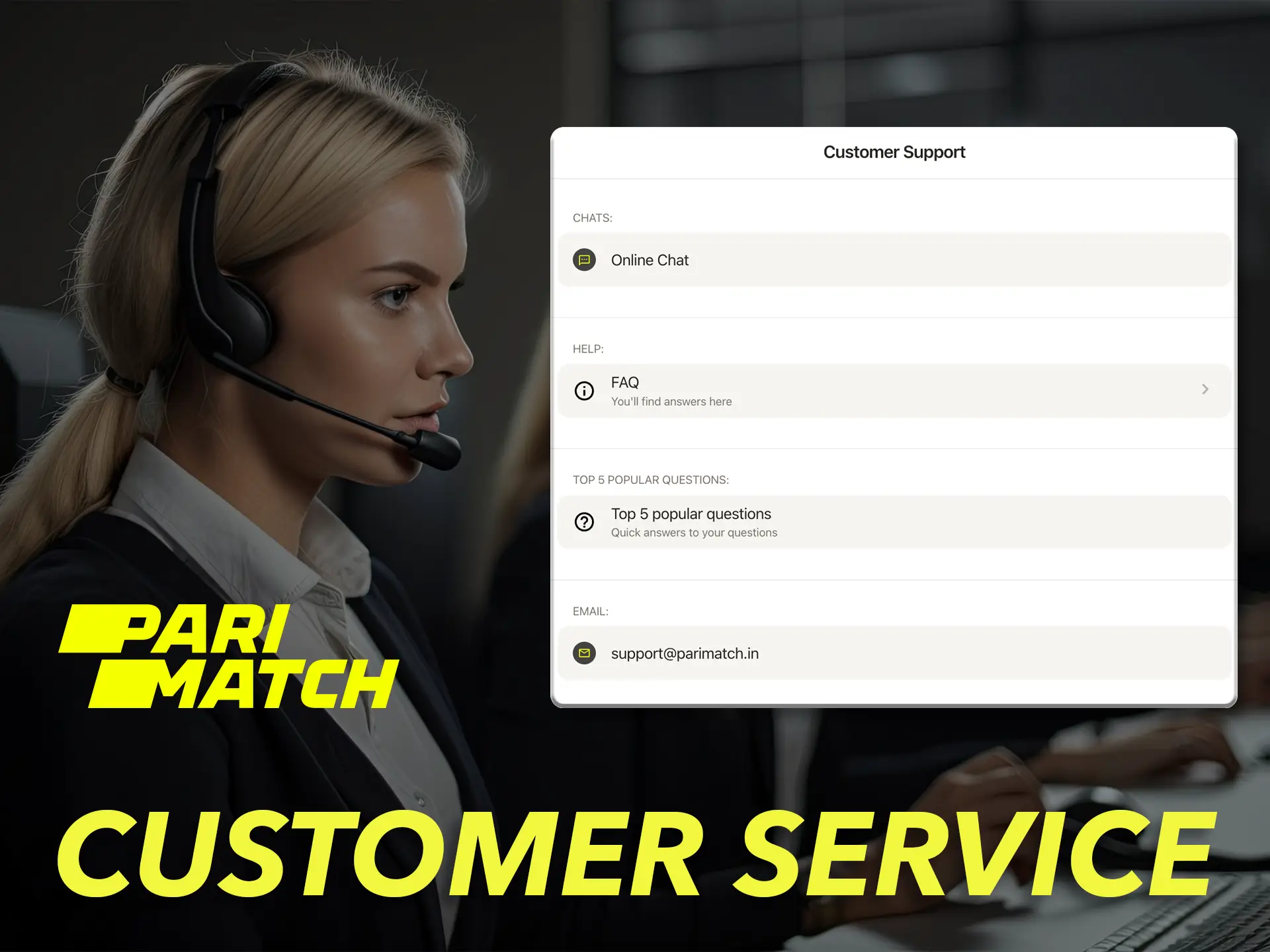 Parimatch casino service provides a high level of support to its customers.