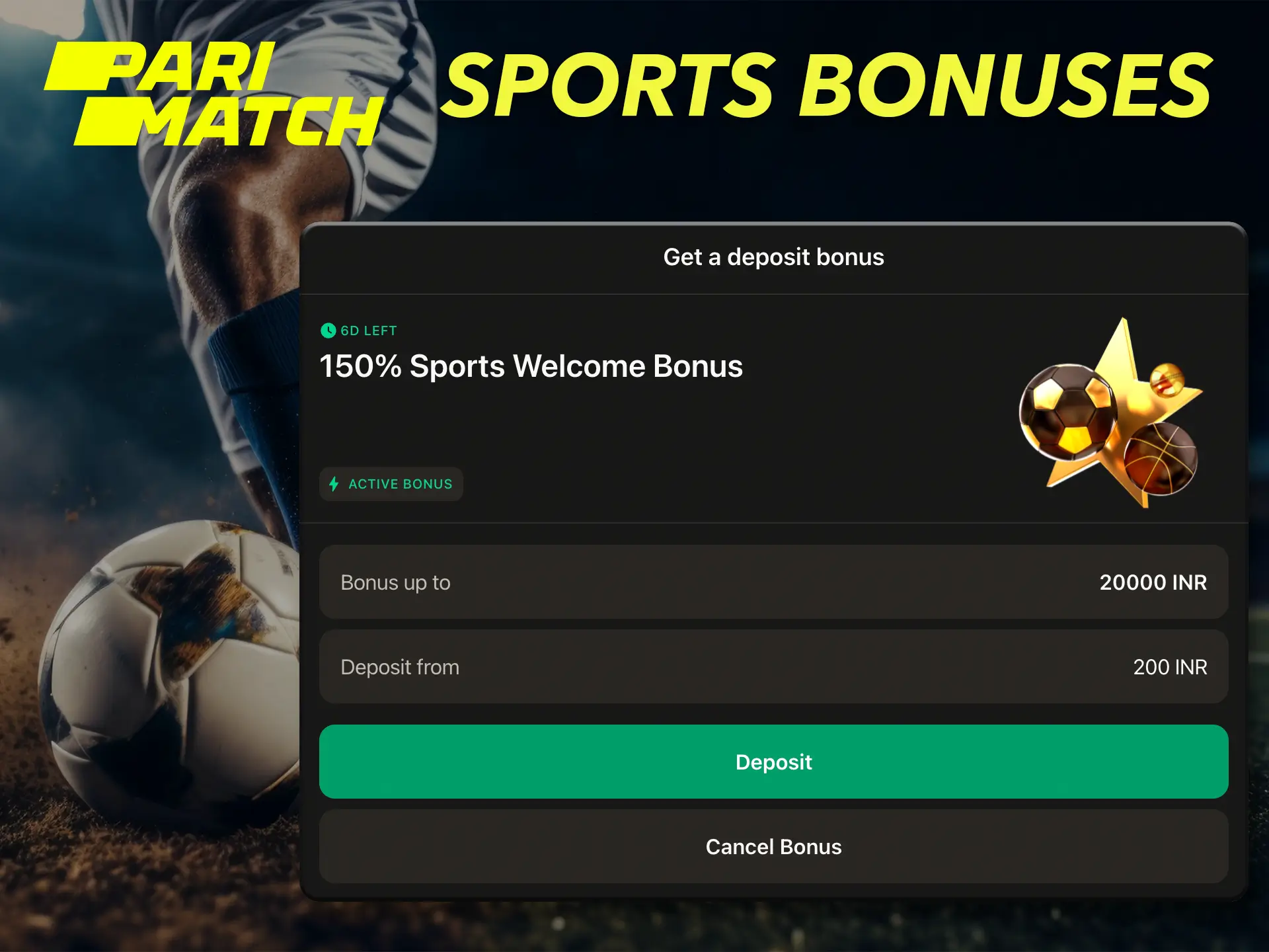 Use the unique bonus offer for sports betting from Parimatch.