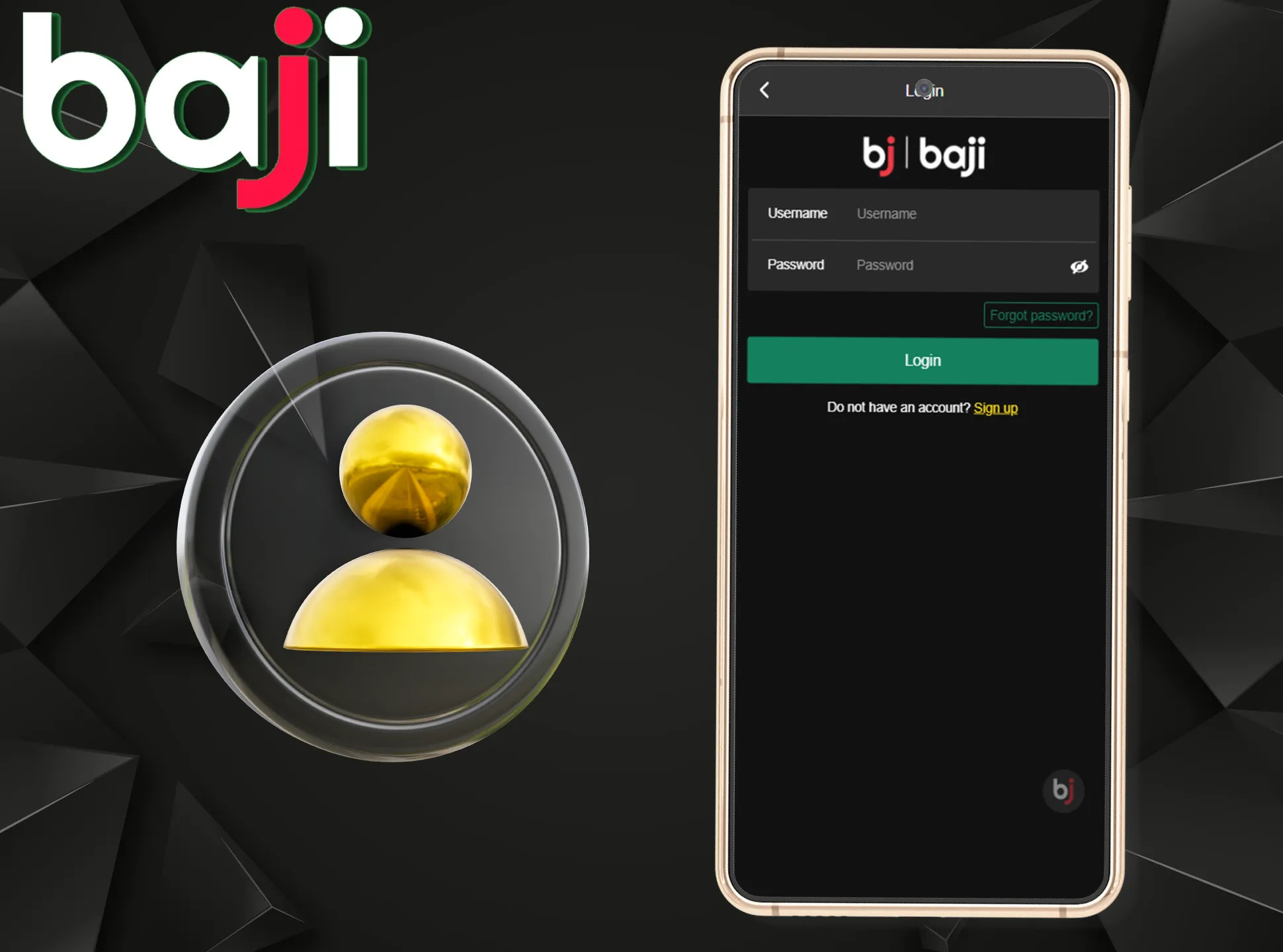 Enter your username and password to log in to your Baji account.