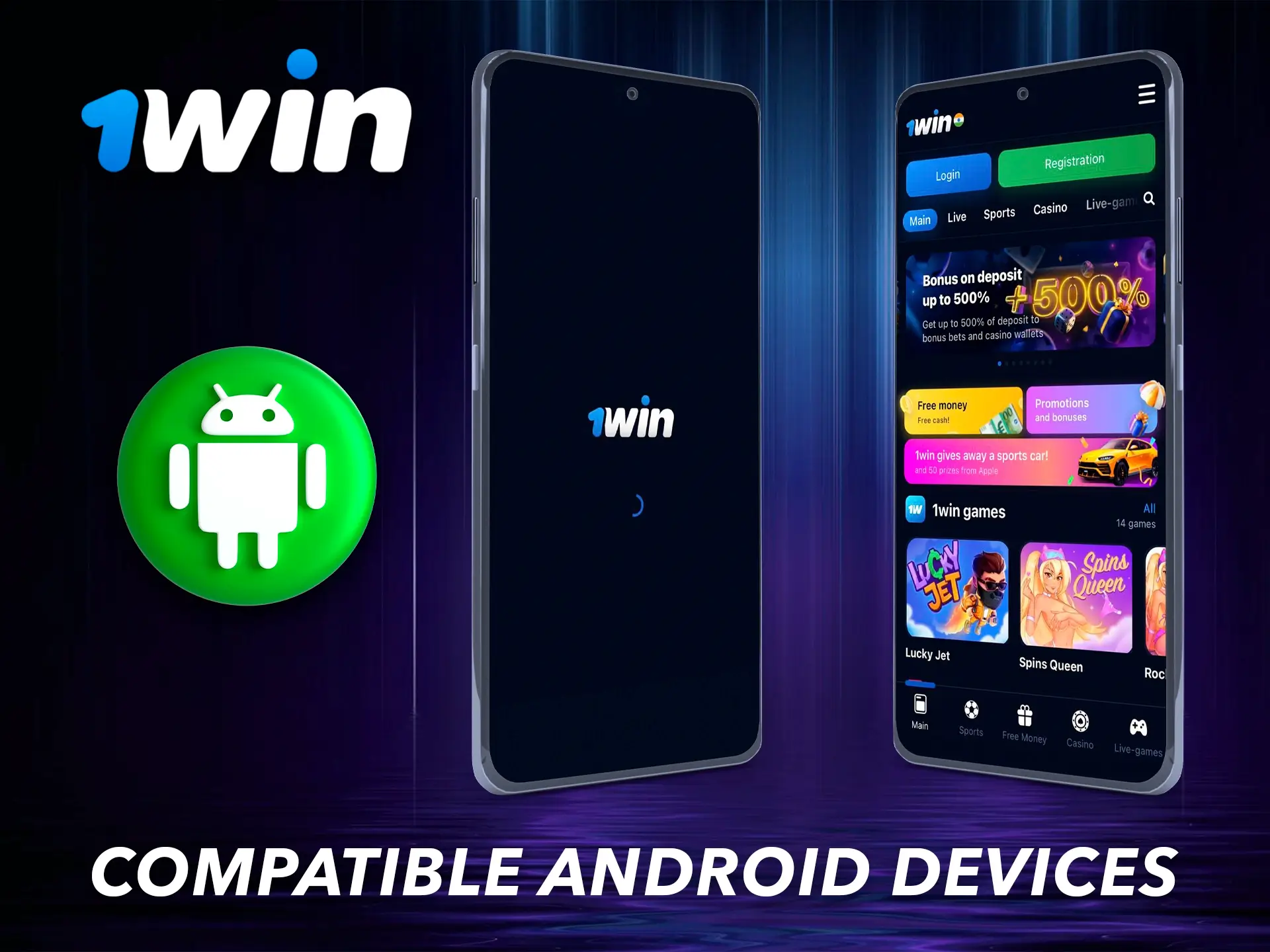 The 1Win app adapts perfectly to any android device.
