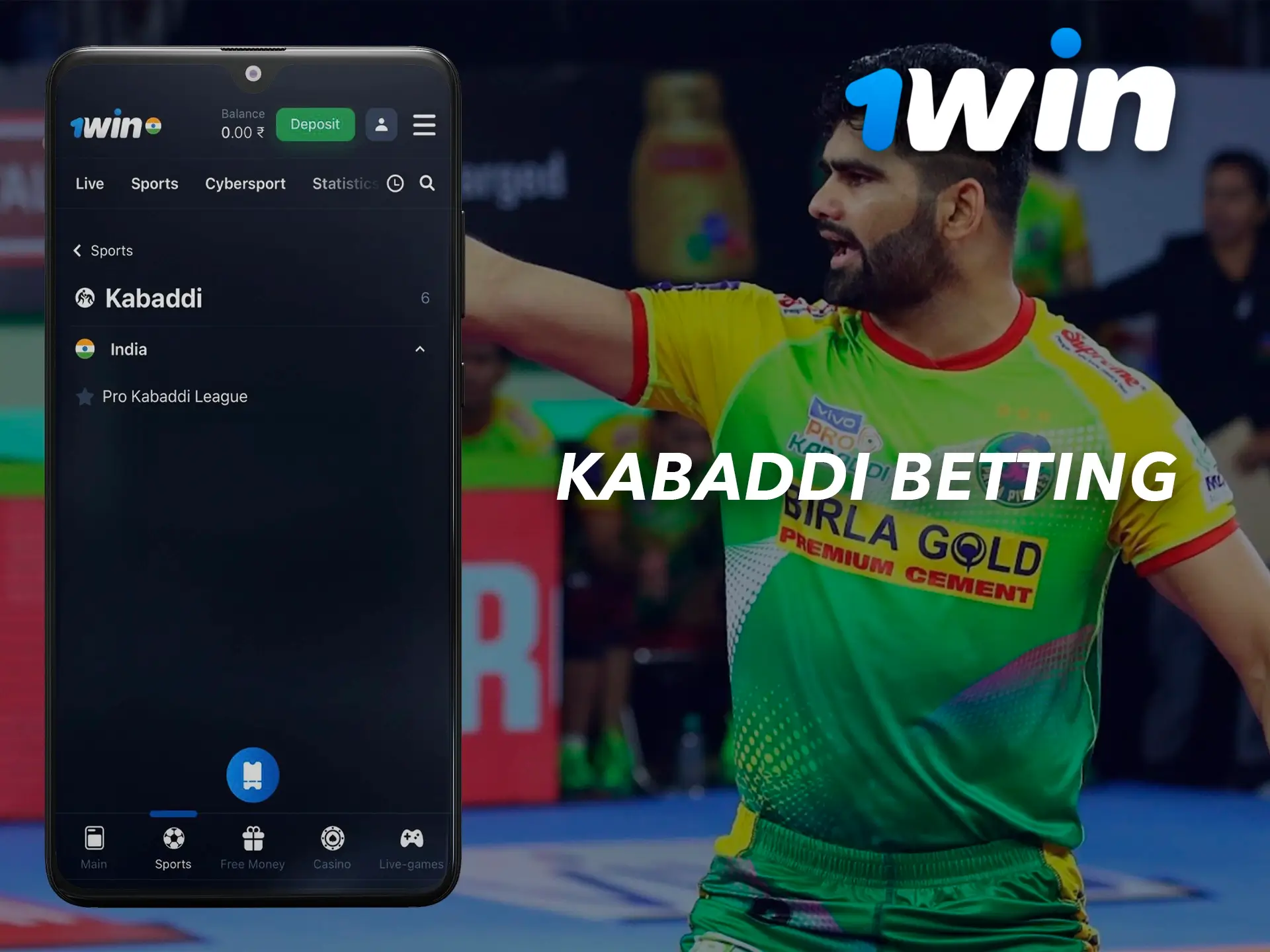 Kabaddi is fast gaining momentum in India and it is just as available for betting at 1Win.