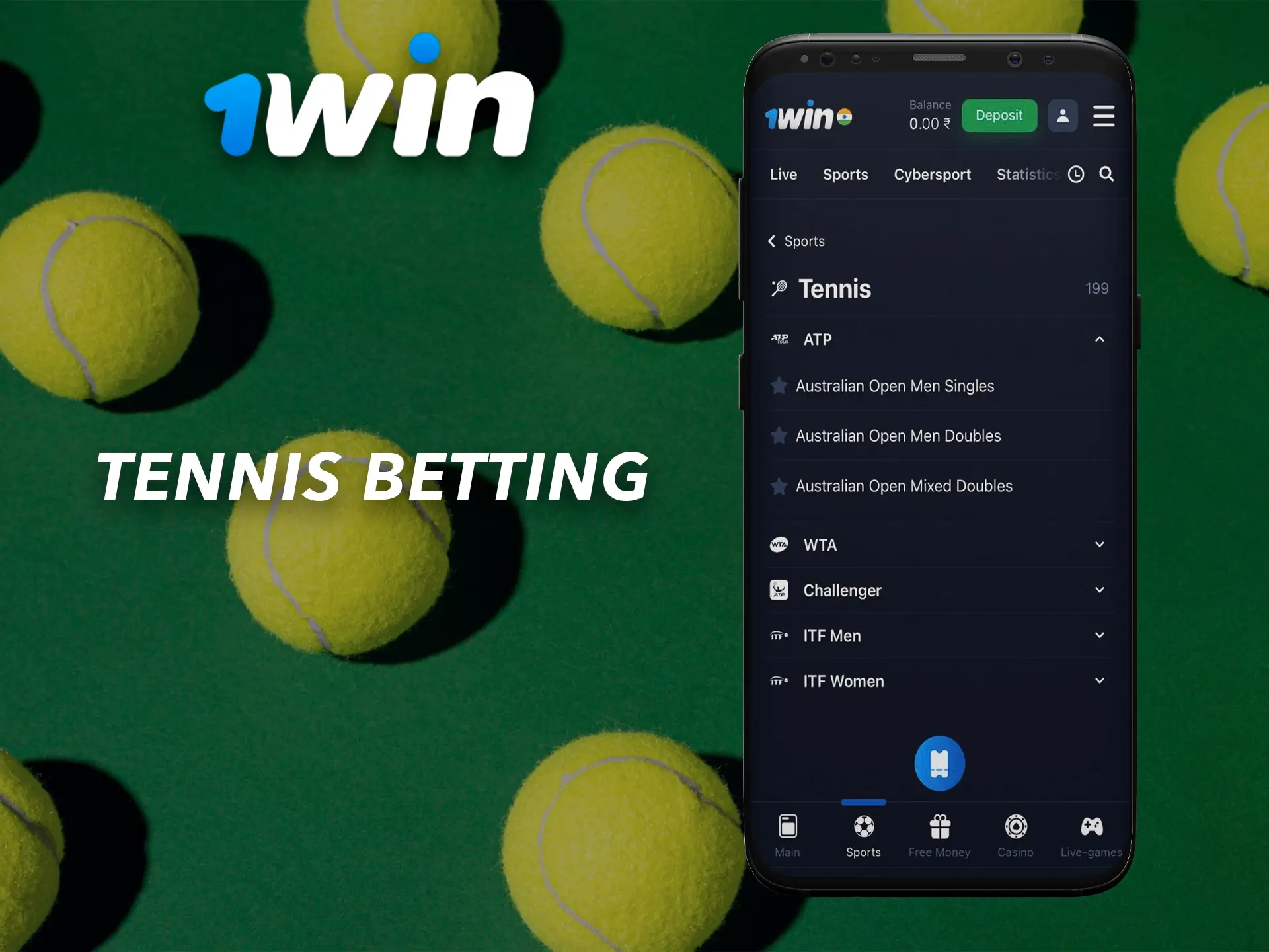 Watch the best tennis players play and make your predictions at 1Win.