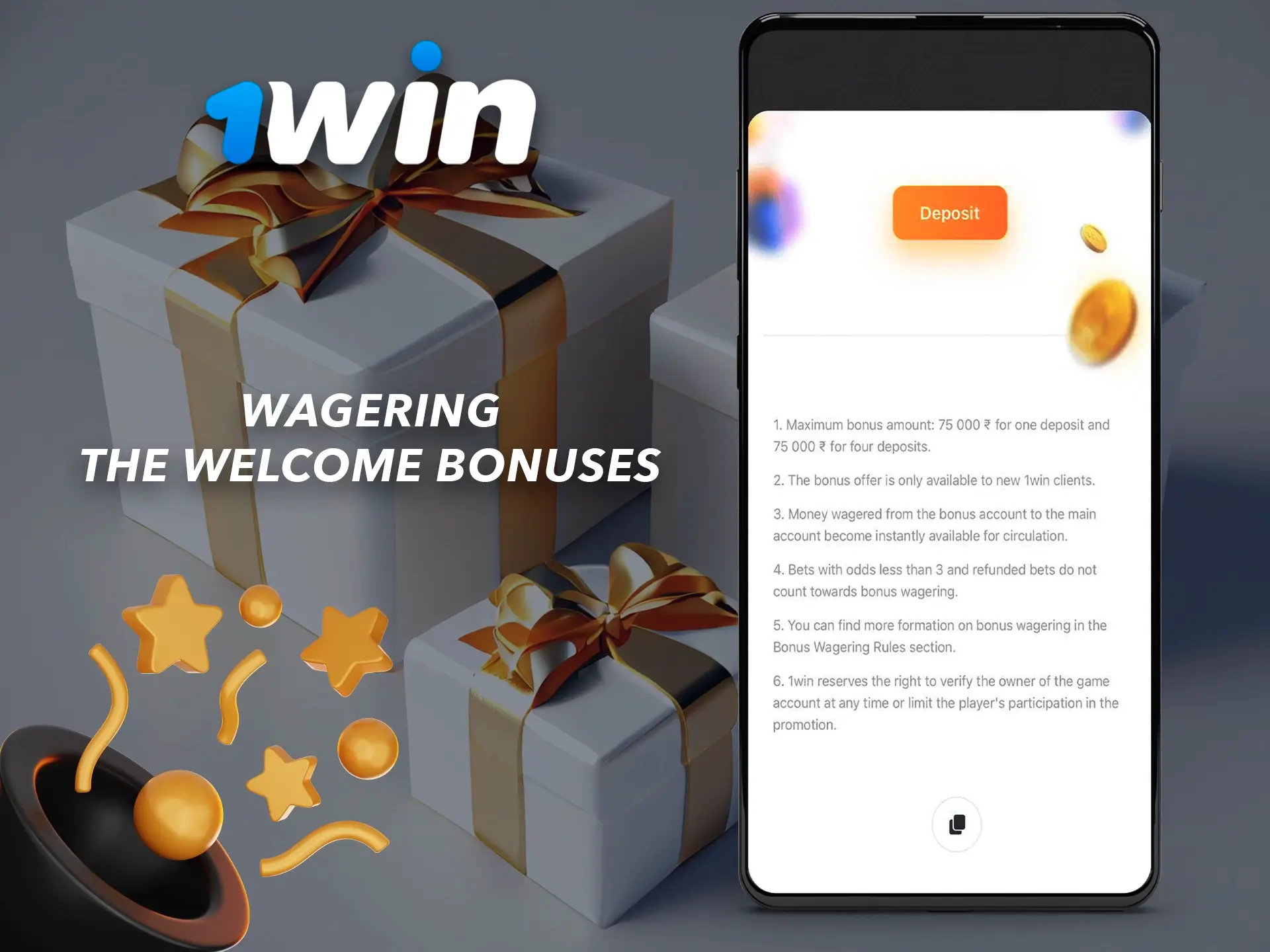 Carefully study the wagering rules for your big bonuses from 1Win.