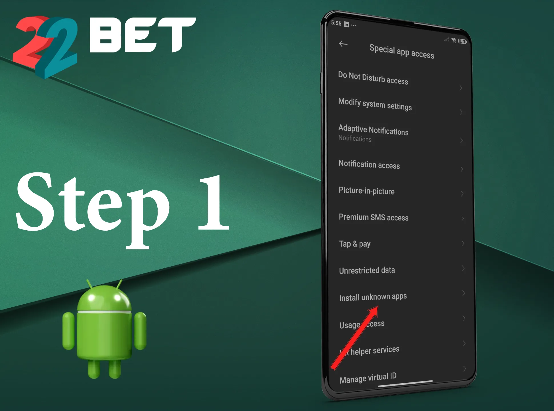To install 22Bet app you need to allow installation from Unknown sources.