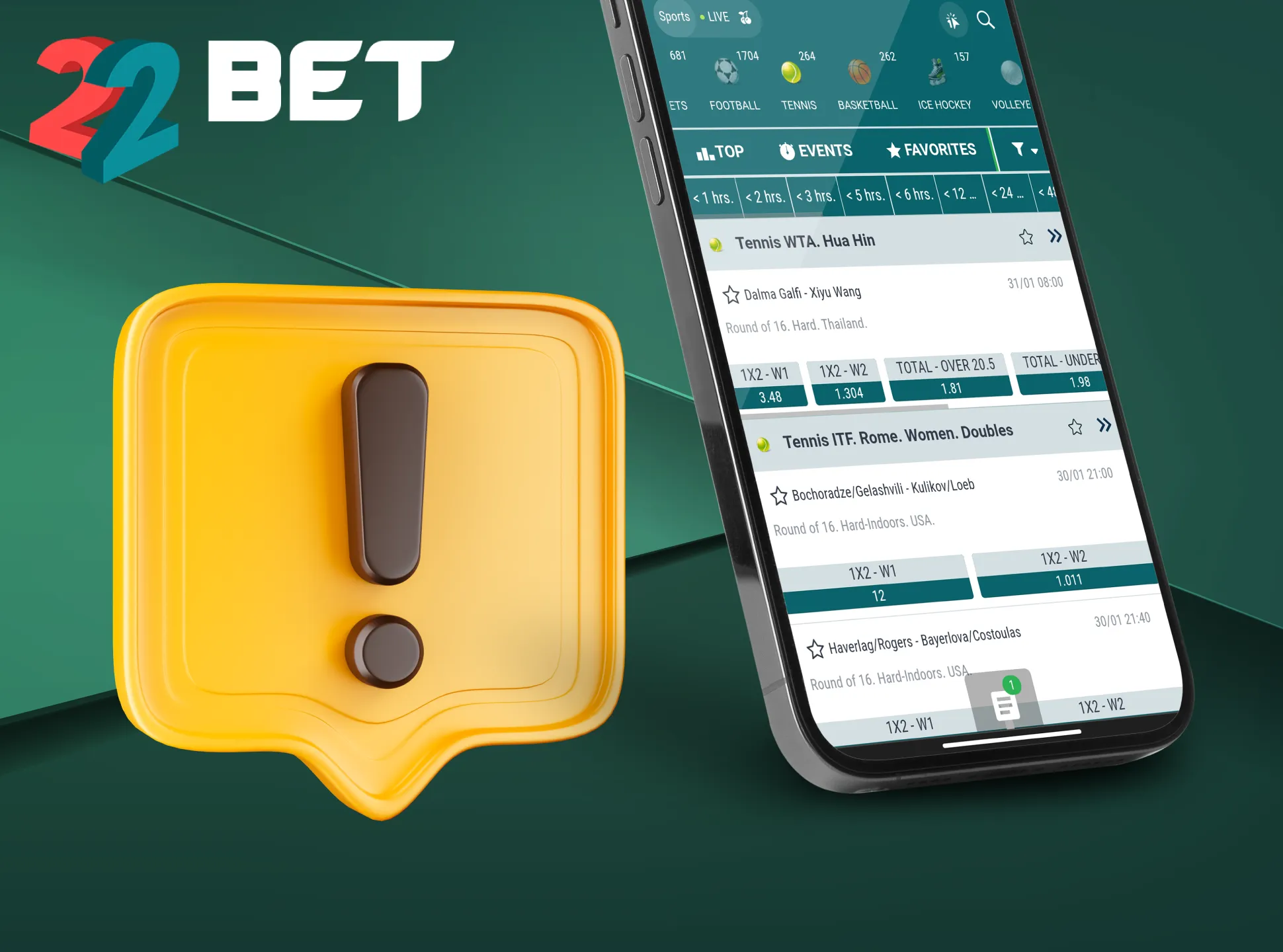 Please consider important aspects before using the 22Bet app.