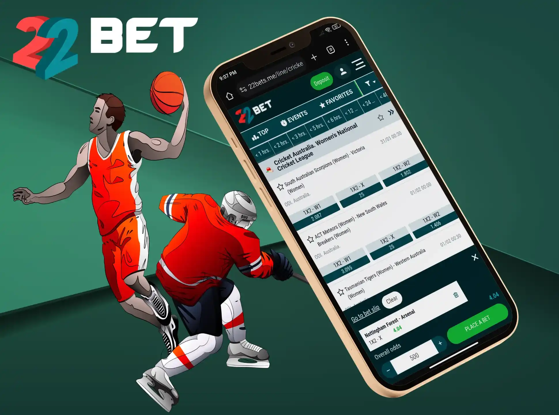 There are several betting options on the 22Bet app.