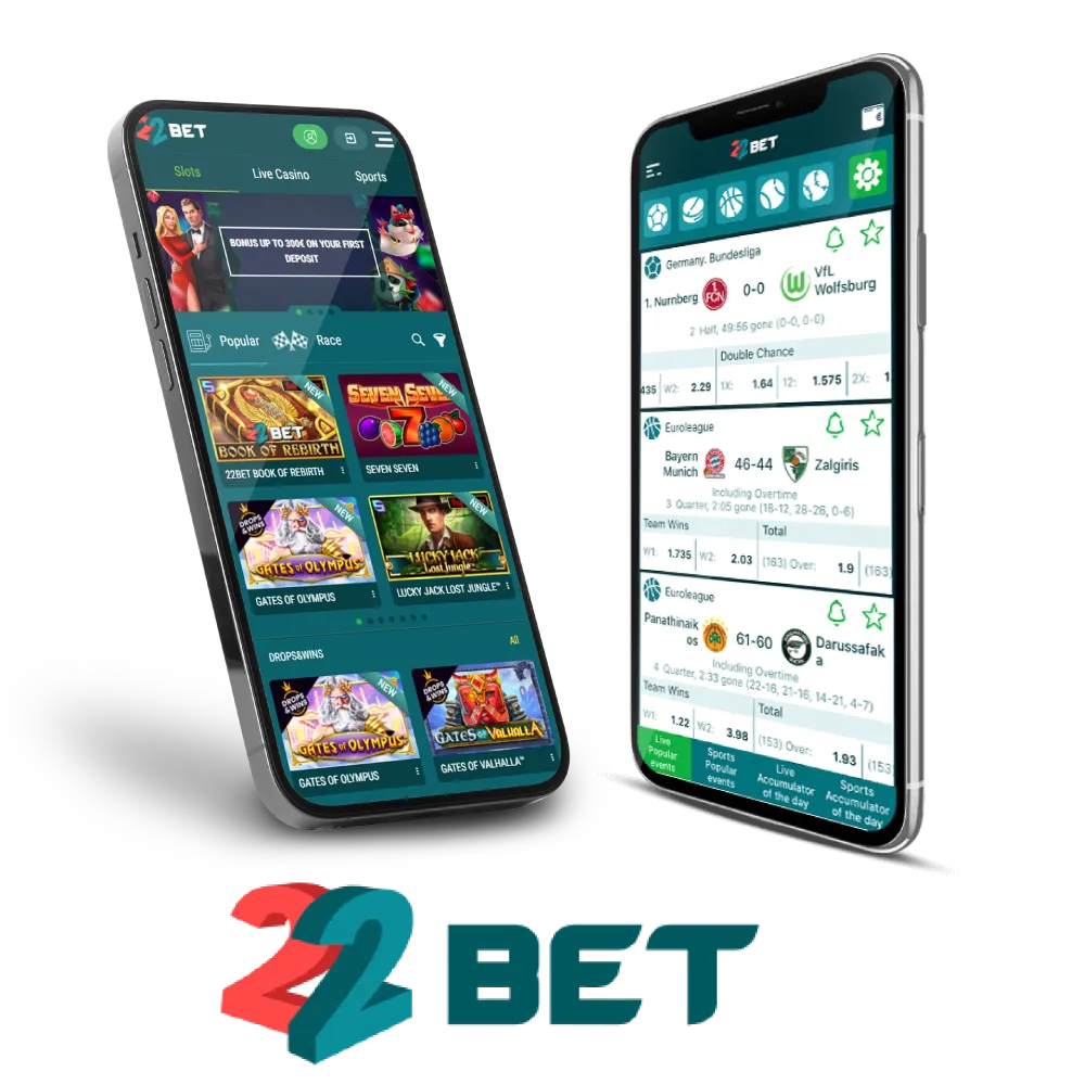 You can bet on sports on the 22Bet mobile app.