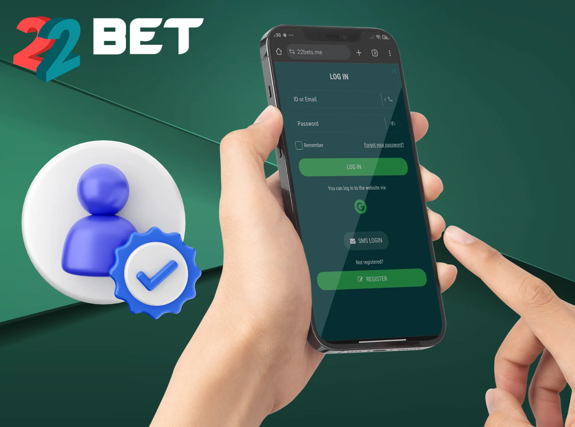 To log in to the 22bet app enter your personal login and password.