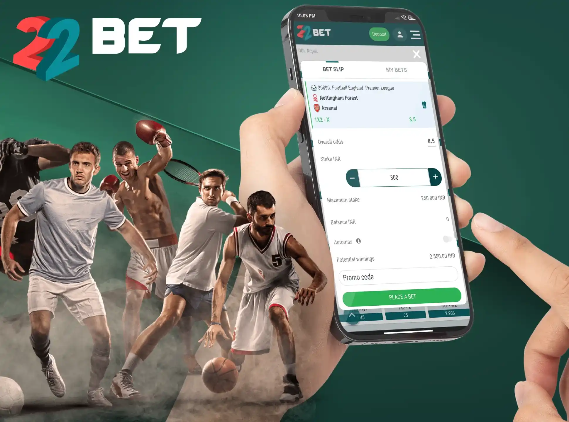 The 22Bet app gives bettors several types of bets to choose from.