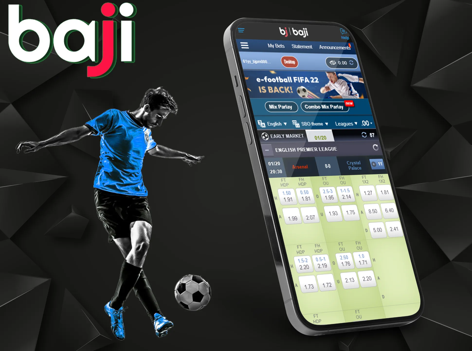 Choose the favorite football team and place bets on it in the Baji sportsbook.
