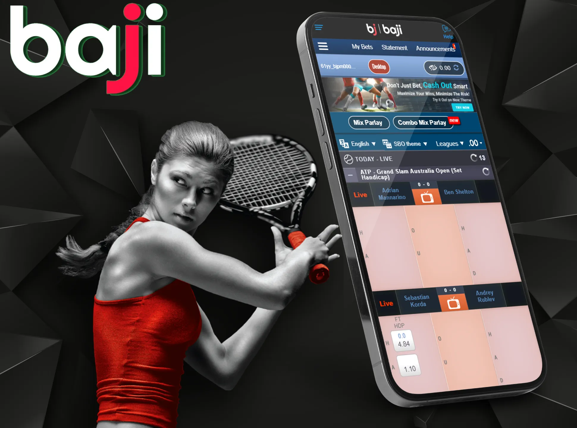 Place bets on tennis and win money on Baji.
