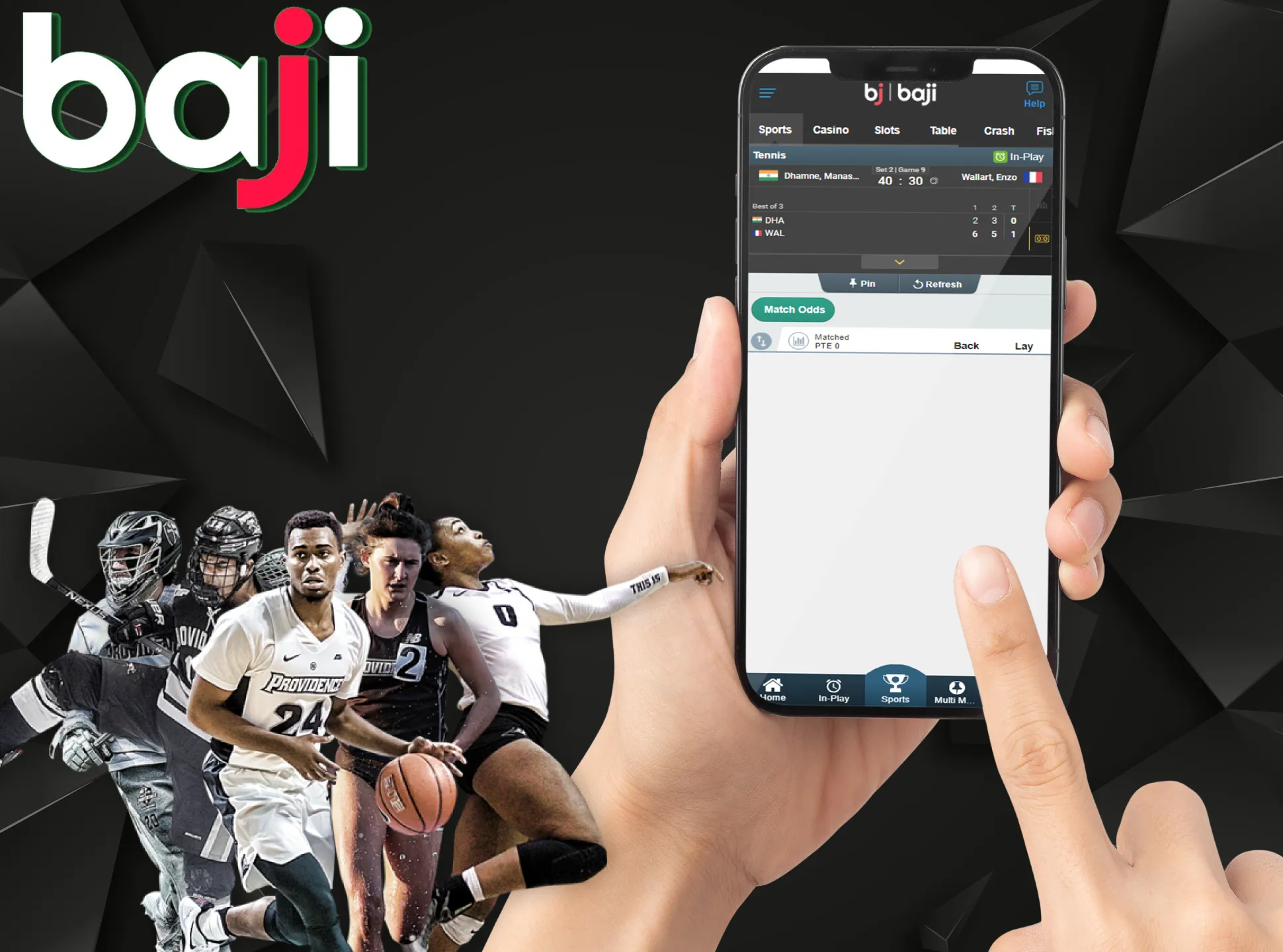 Bettors can place single, combo and system bets in the Baji mobile app.