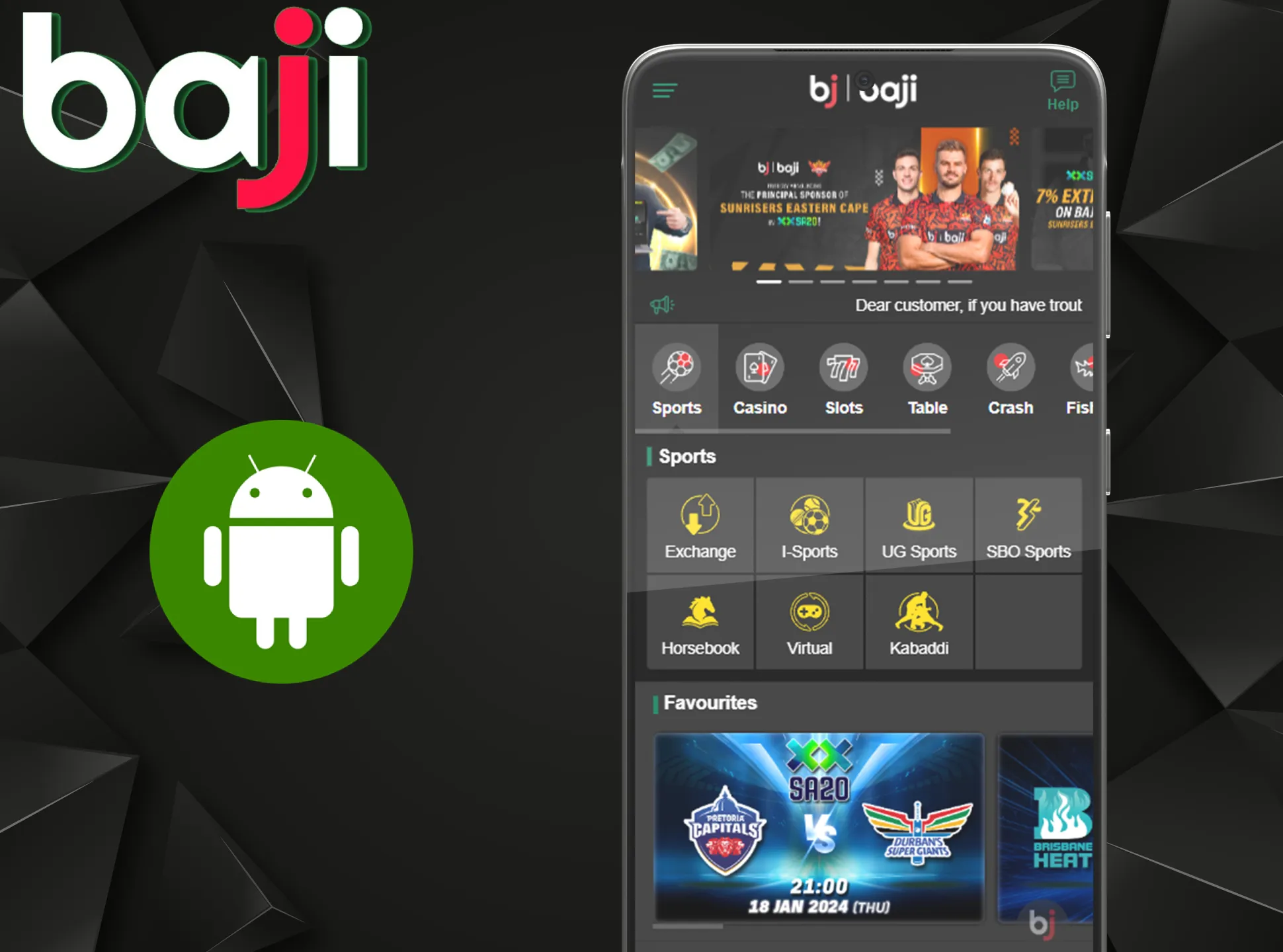 Open the Baji website on your mobile device.