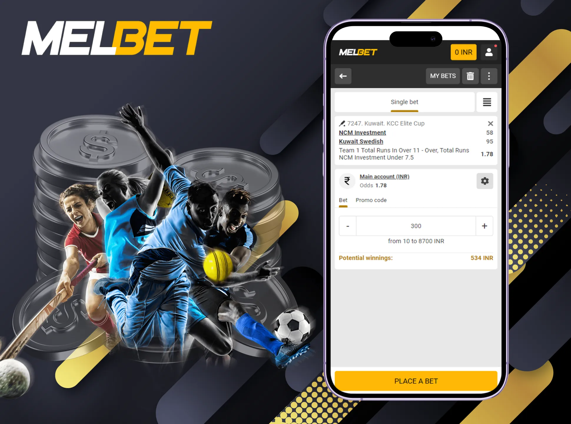 Choose the sport event and place a bet on its outcome.