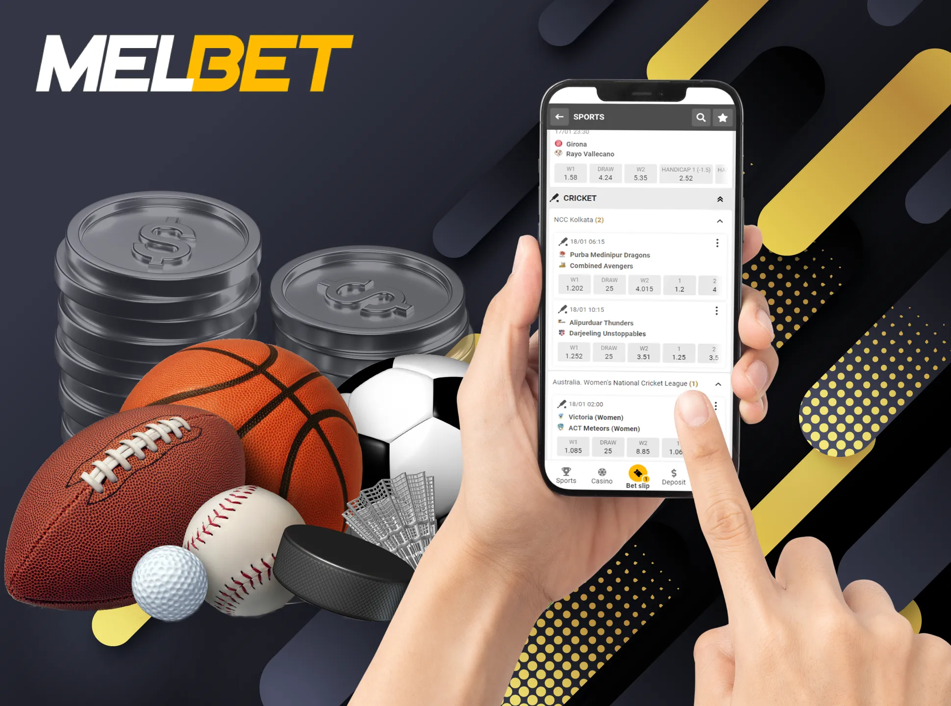 You can bet before or during the match in the Melbet app.