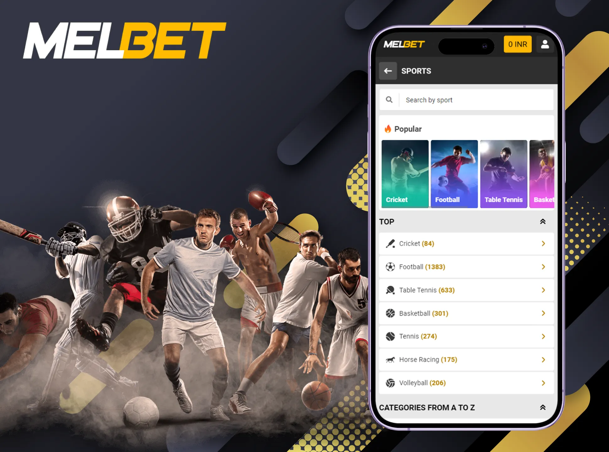 The Melbet sportsbook has a wide range of available sports for betting online.