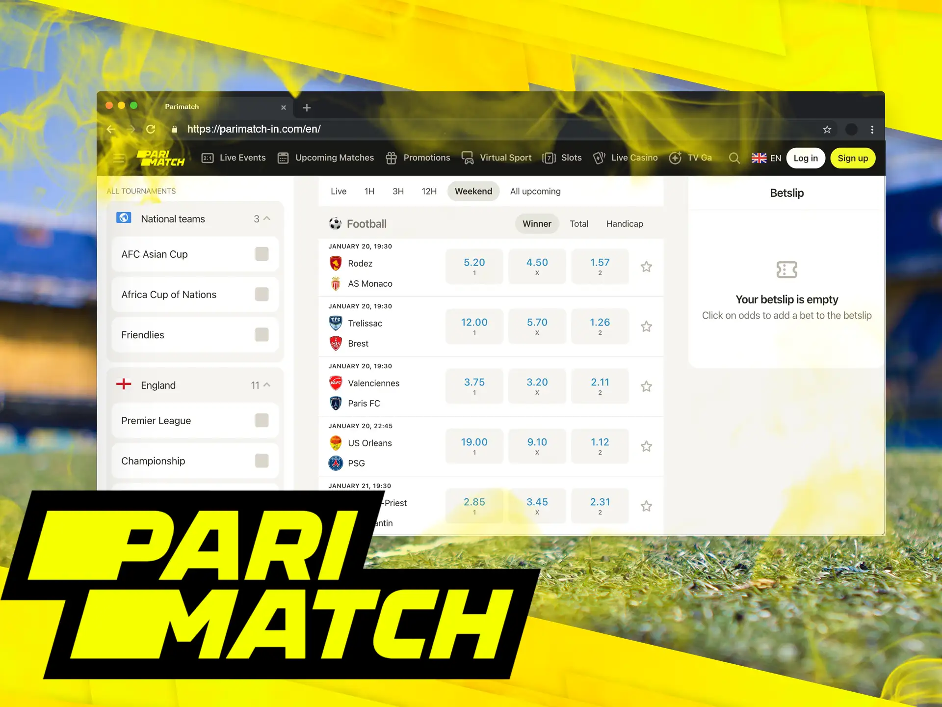 Enjoy live event broadcasts directly on the Parimatch website while placing bets during the match.